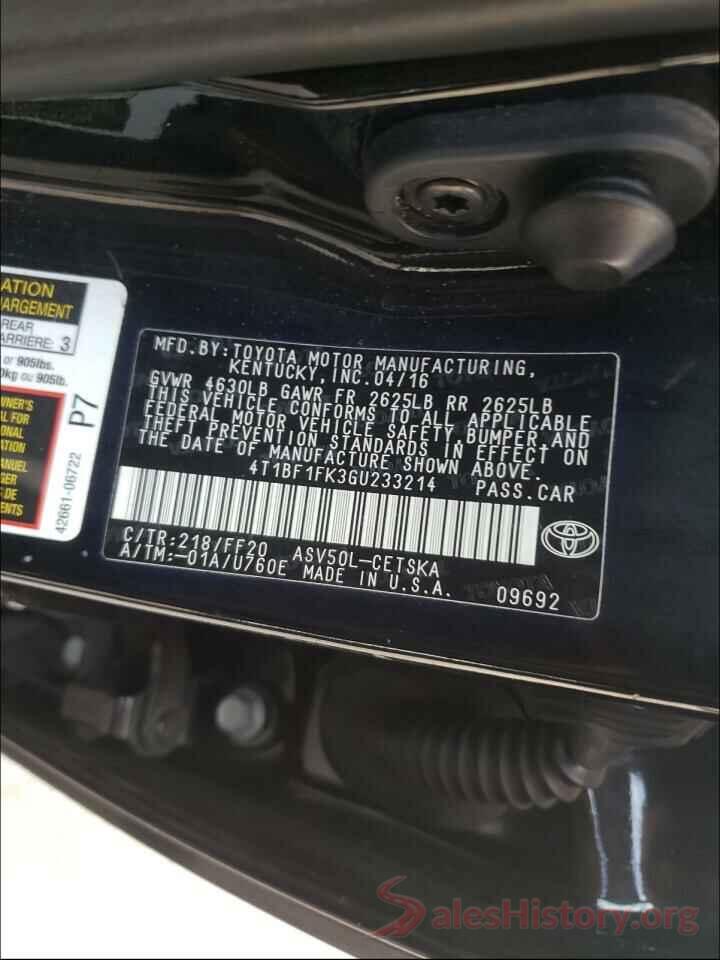 4T1BF1FK3GU233214 2016 TOYOTA CAMRY