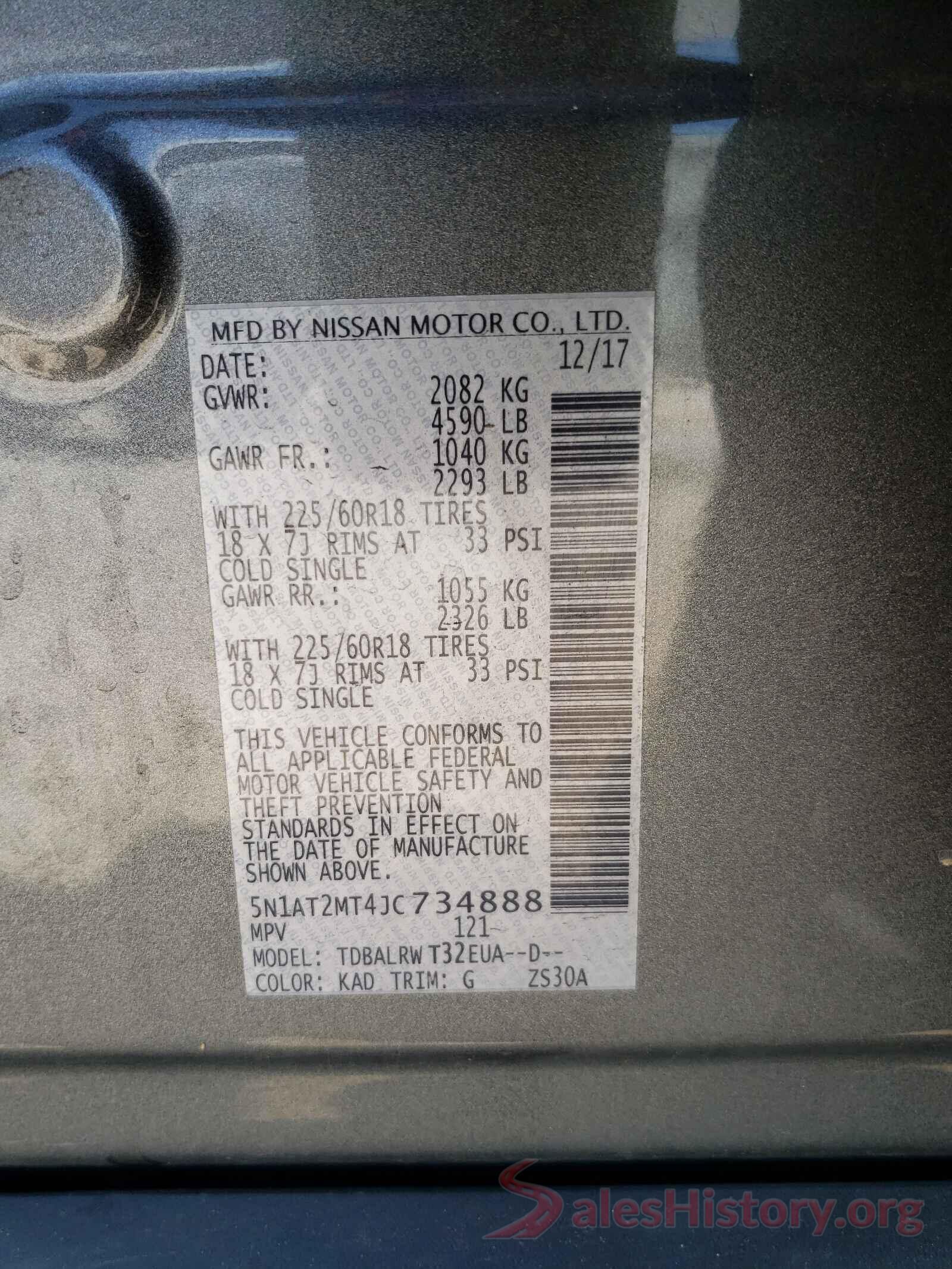 5N1AT2MT4JC734888 2018 NISSAN ROGUE