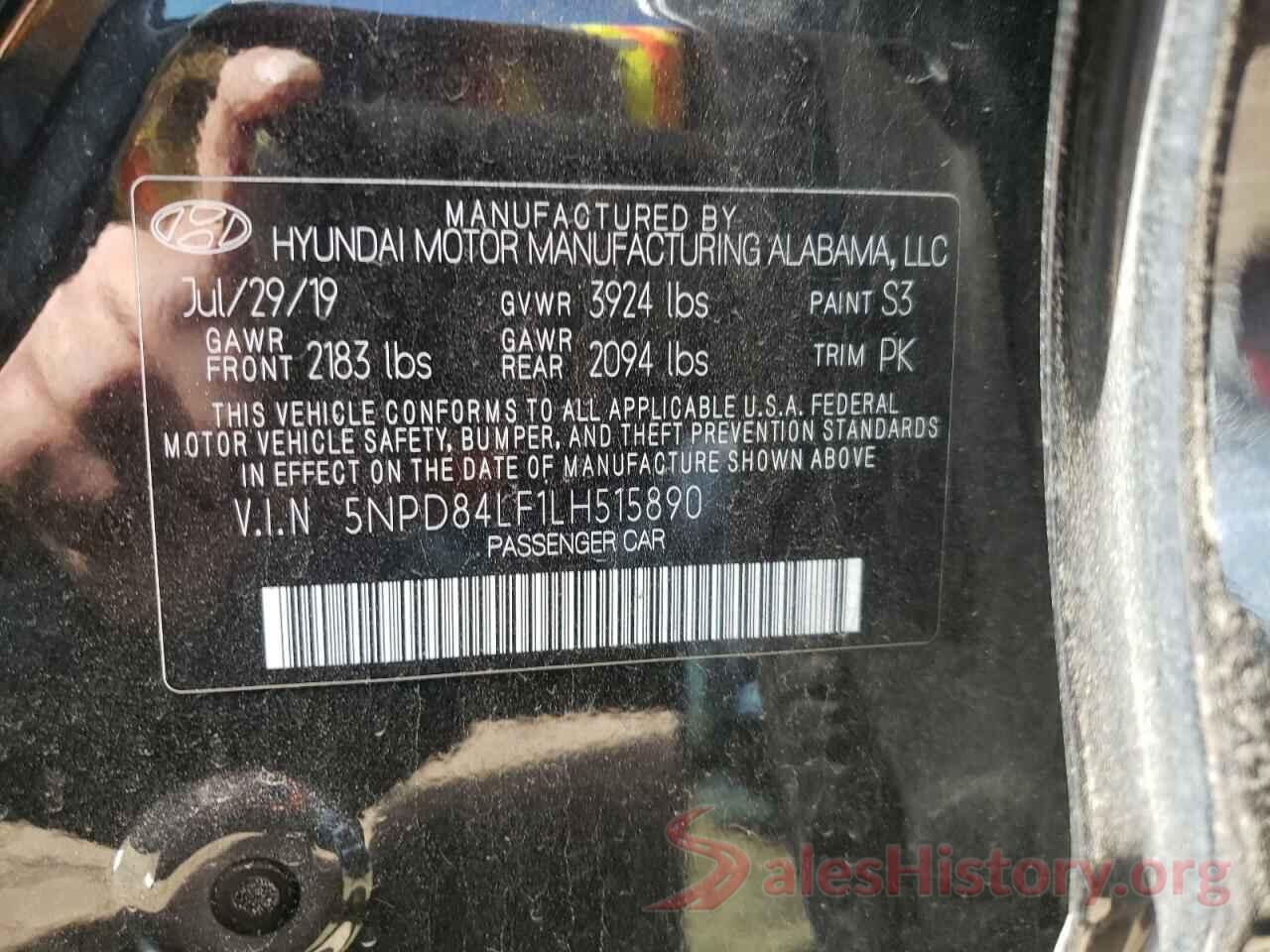 5NPD84LF1LH515890 2020 HYUNDAI ELANTRA