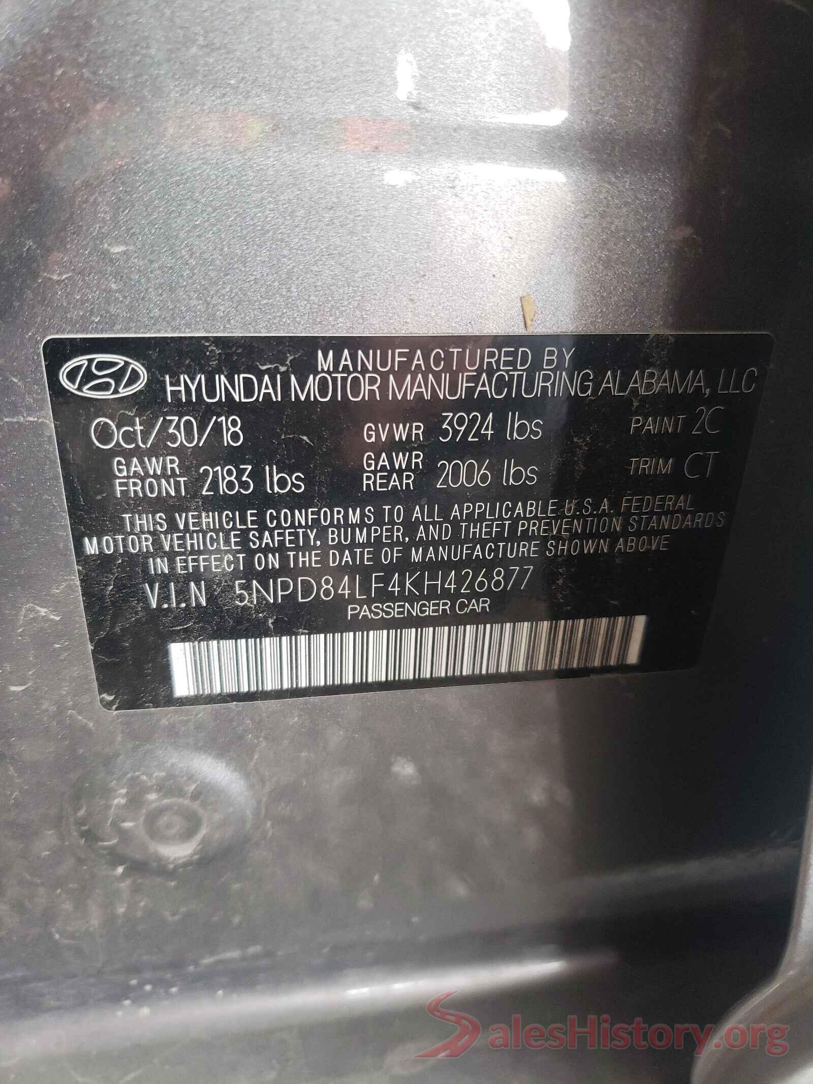 5NPD84LF4KH426877 2019 HYUNDAI ELANTRA