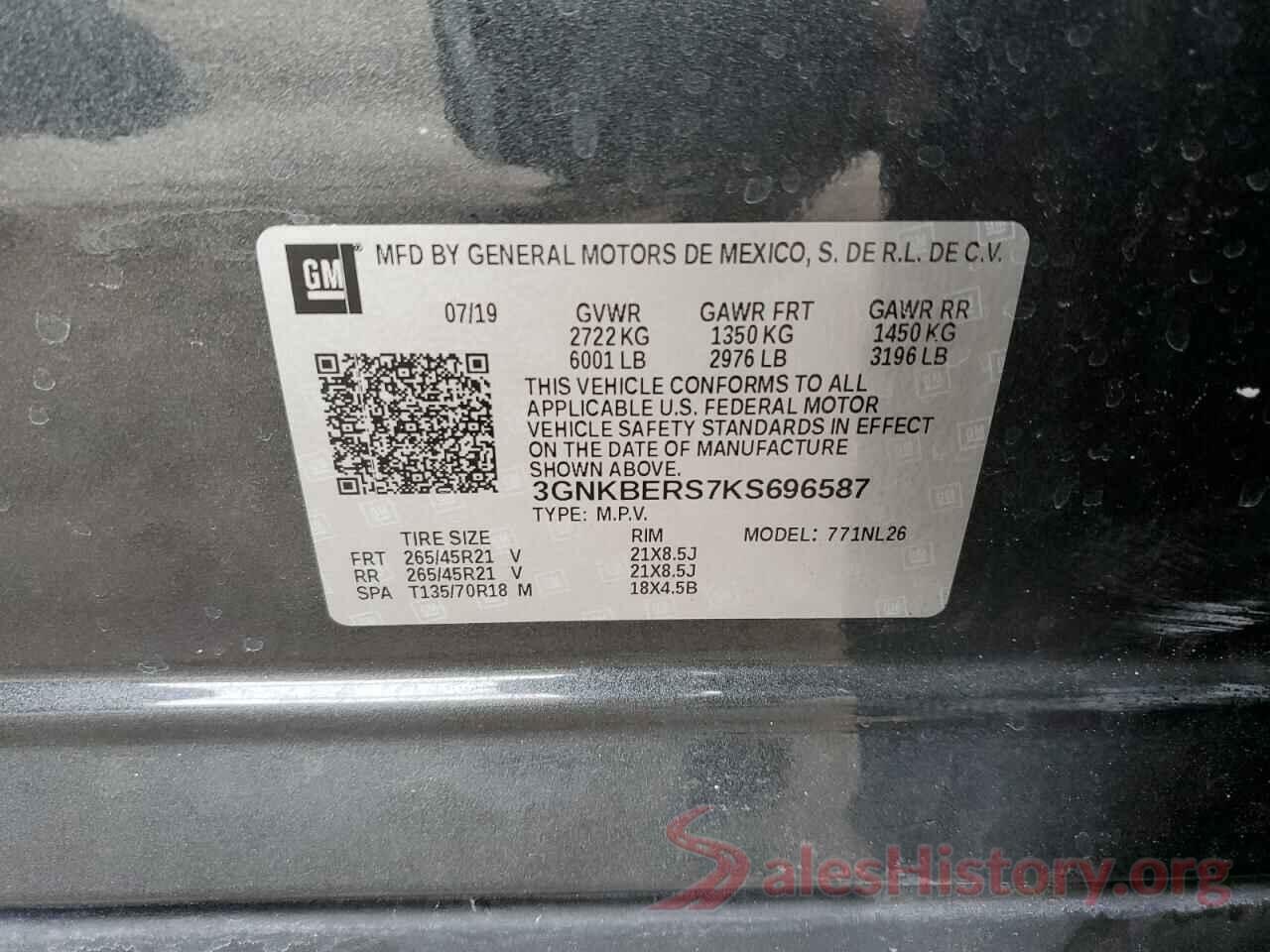 3GNKBERS7KS696587 2019 CHEVROLET BLAZER