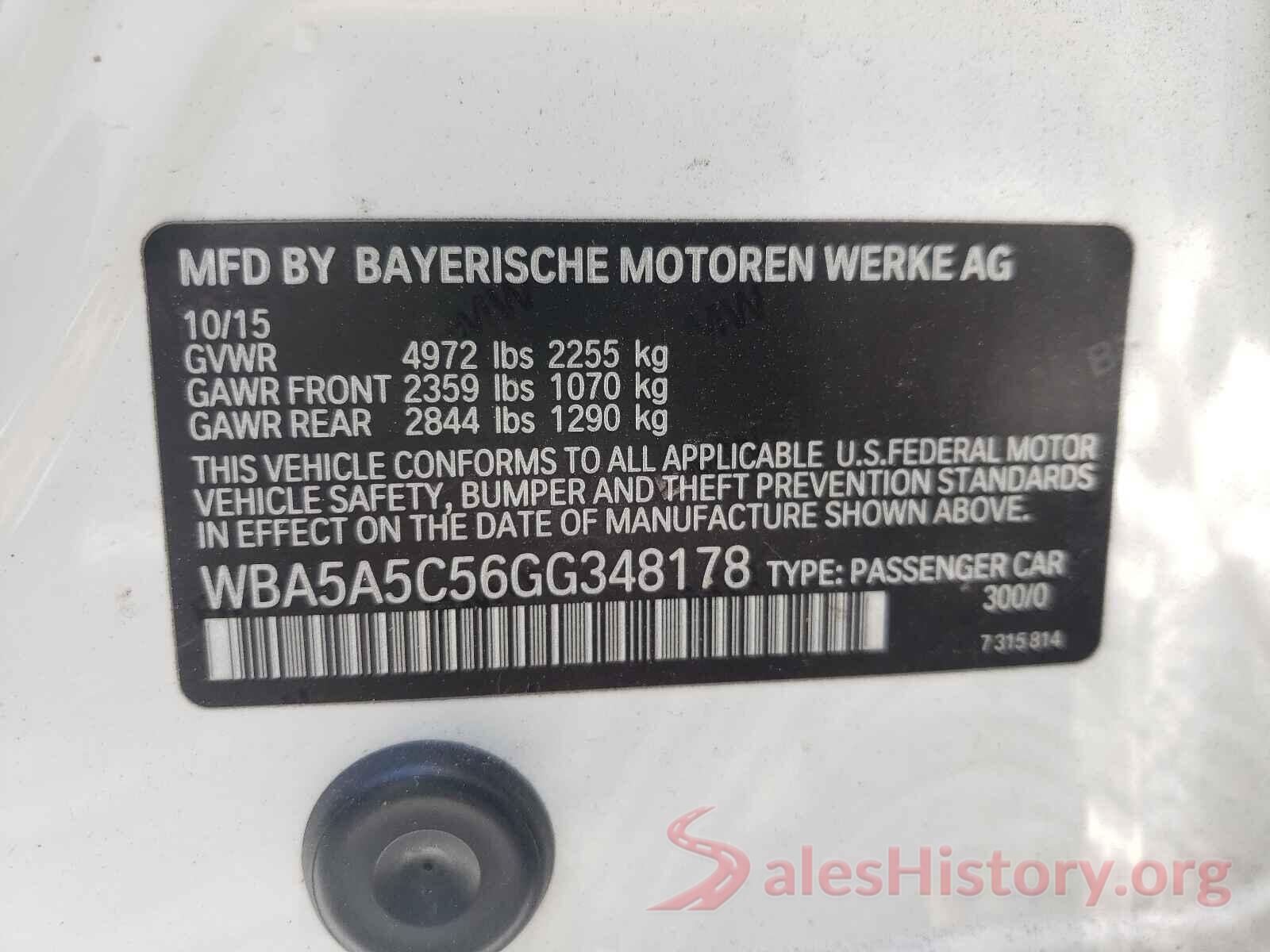 WBA5A5C56GG348178 2016 BMW 5 SERIES