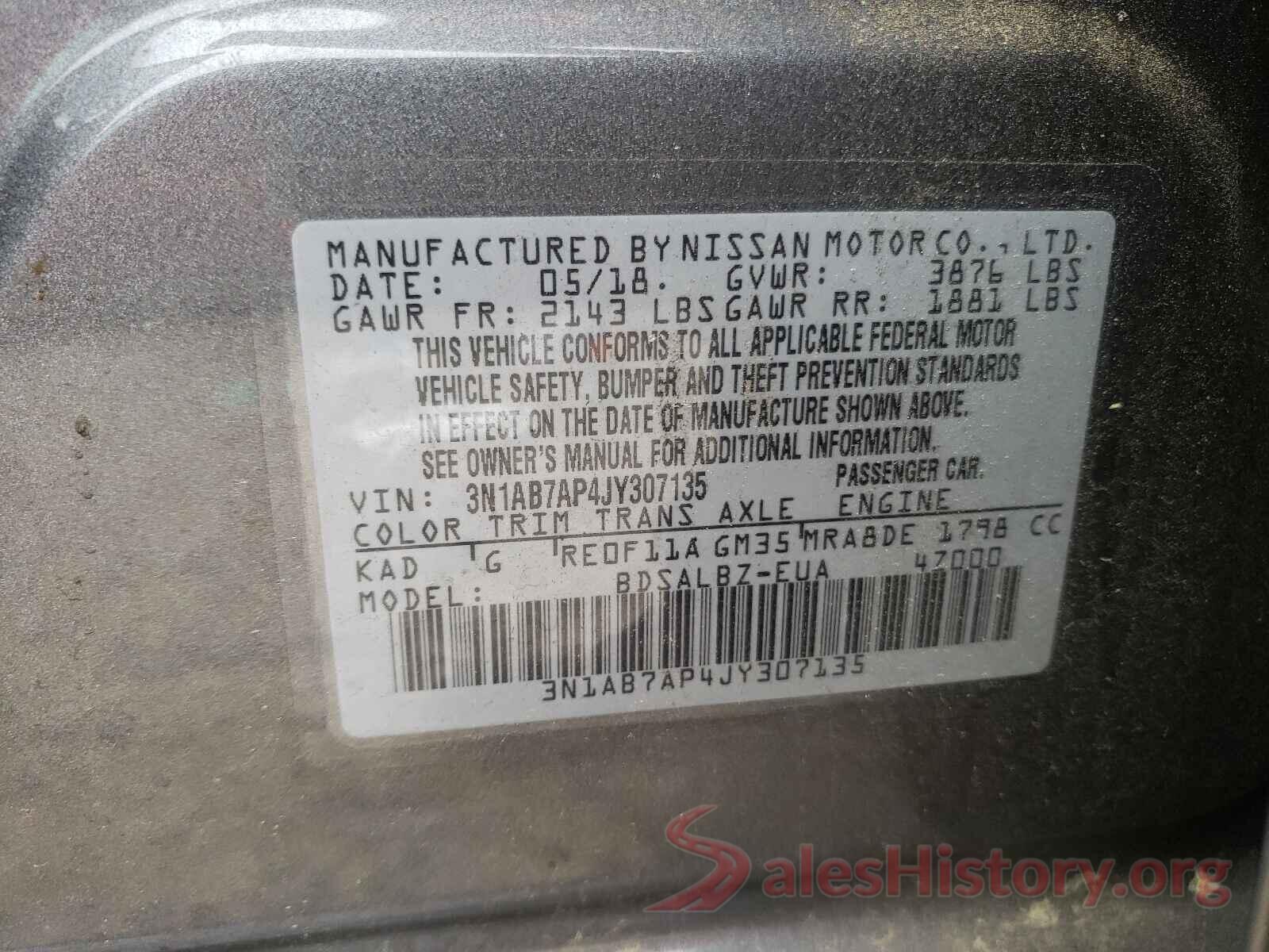 3N1AB7AP4JY307135 2018 NISSAN SENTRA