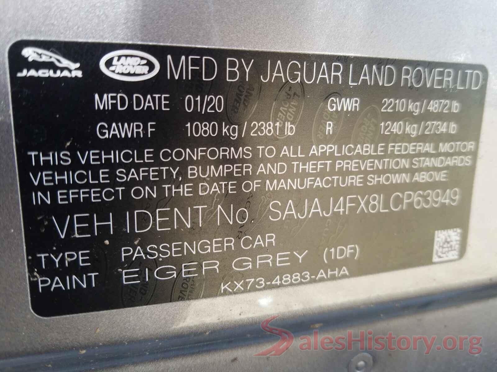 SAJAJ4FX8LCP63949 2020 JAGUAR XE