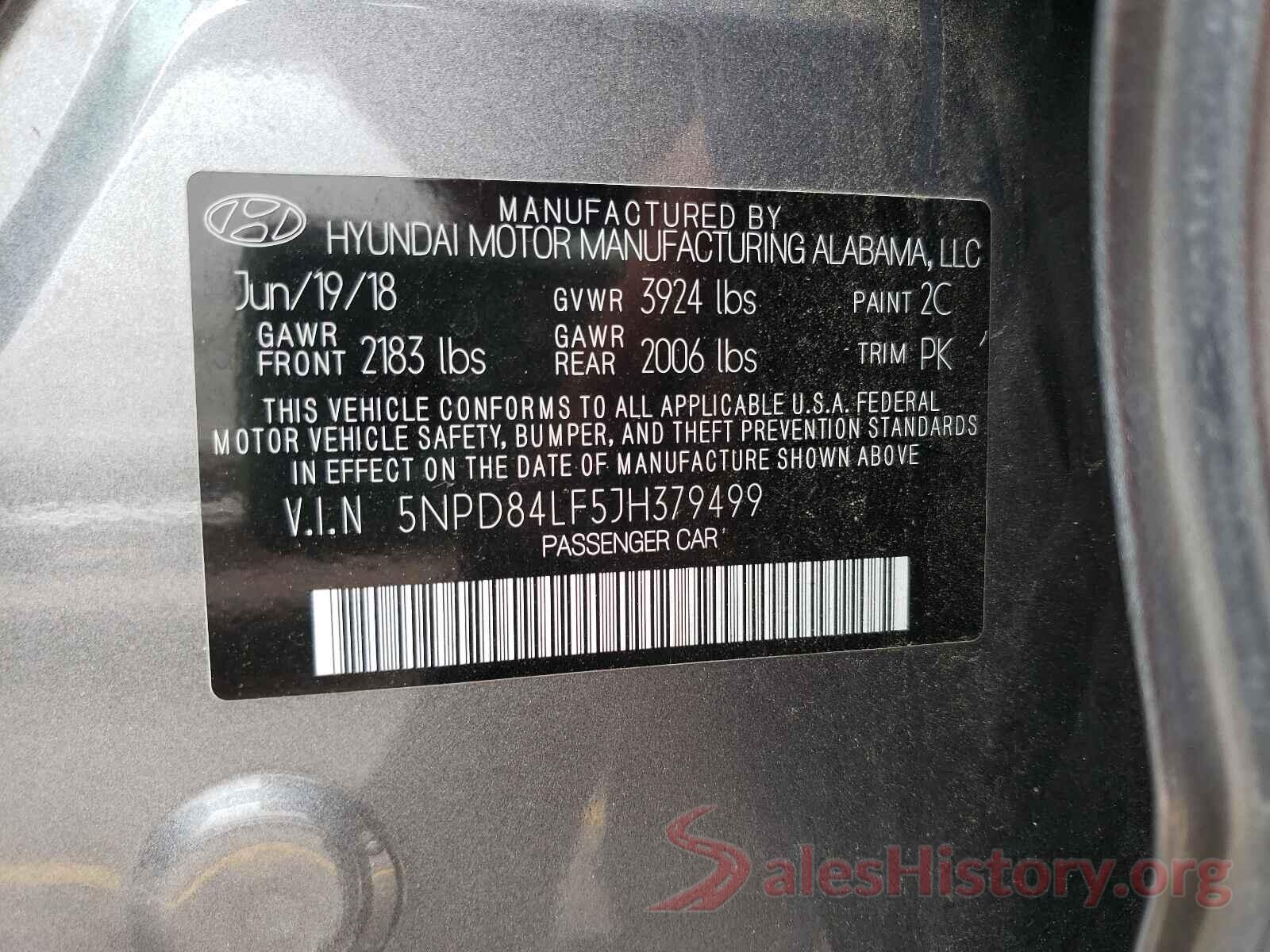 5NPD84LF5JH379499 2018 HYUNDAI ELANTRA