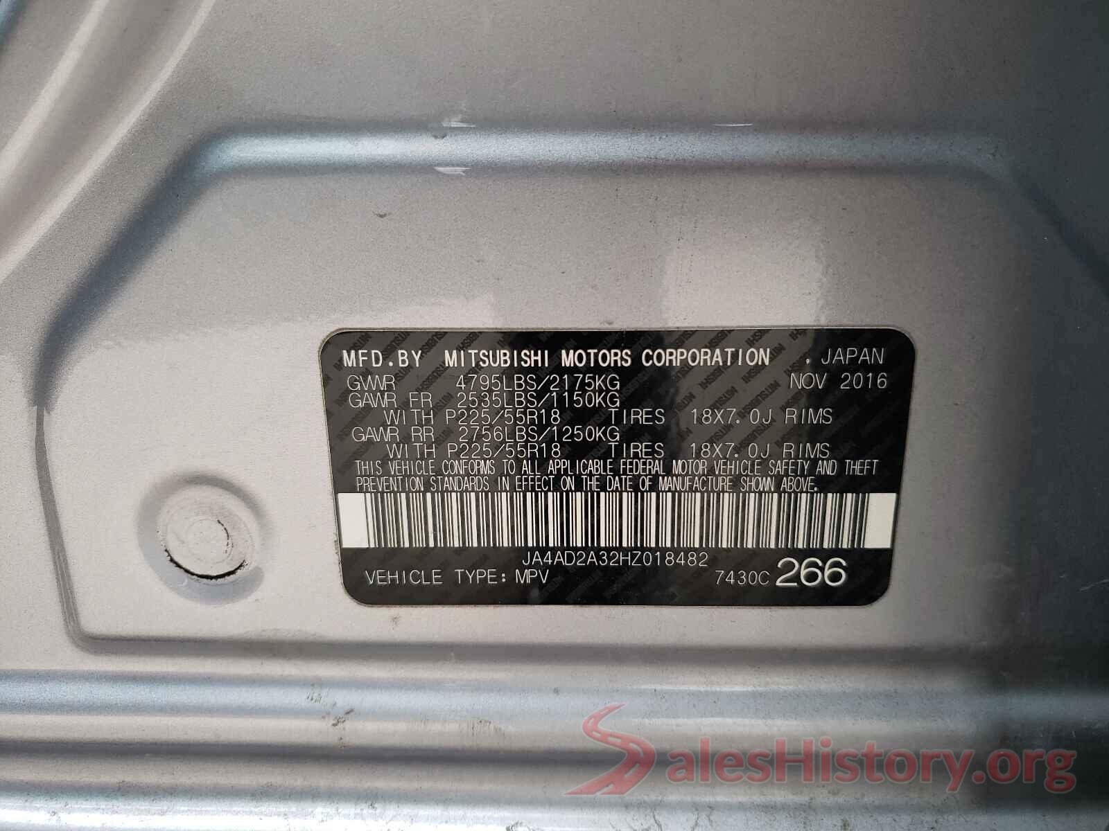 JA4AD2A32HZ018482 2017 MITSUBISHI OUTLANDER