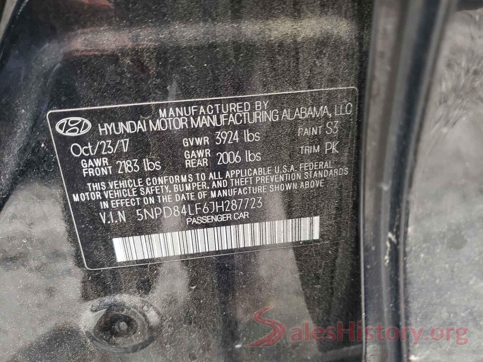 5NPD84LF6JH287723 2018 HYUNDAI ELANTRA