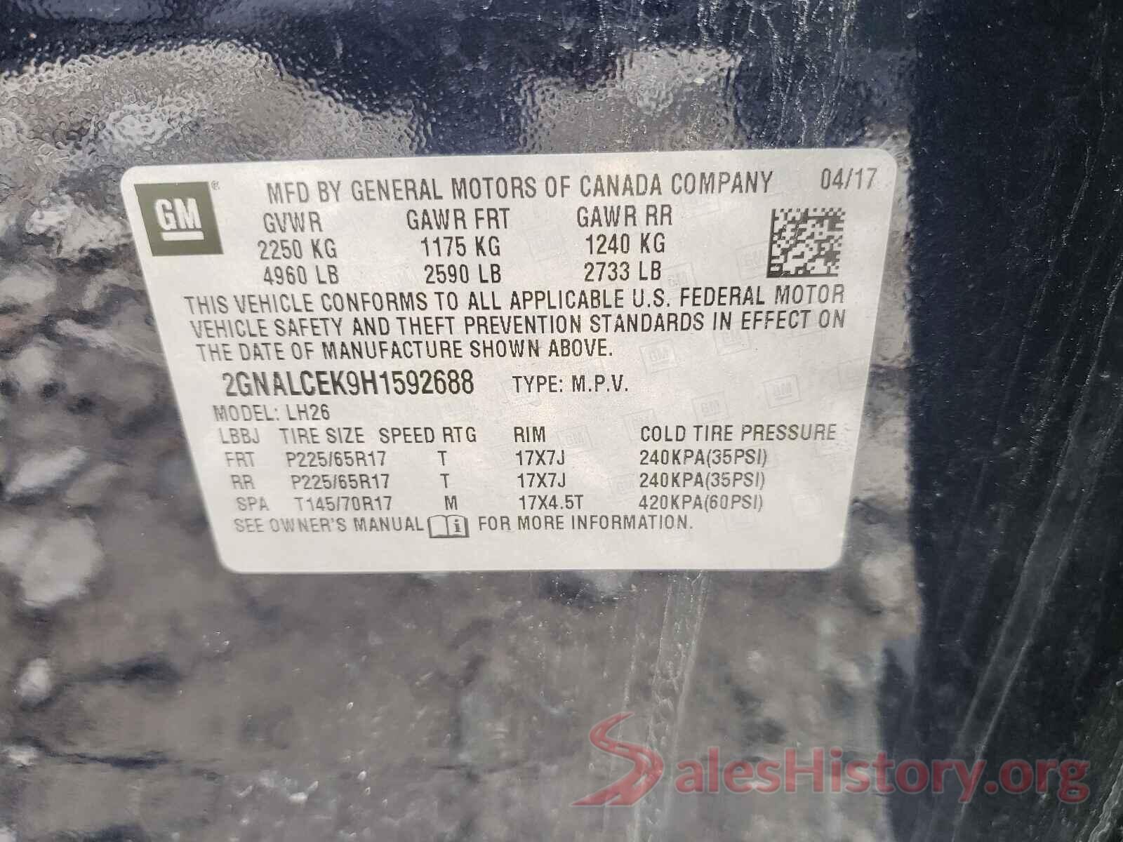 2GNALCEK9H1592688 2017 CHEVROLET EQUINOX