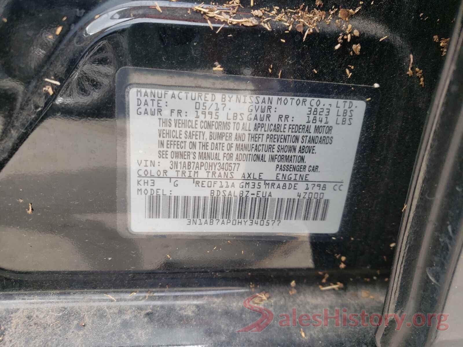 3N1AB7AP0HY340577 2017 NISSAN SENTRA