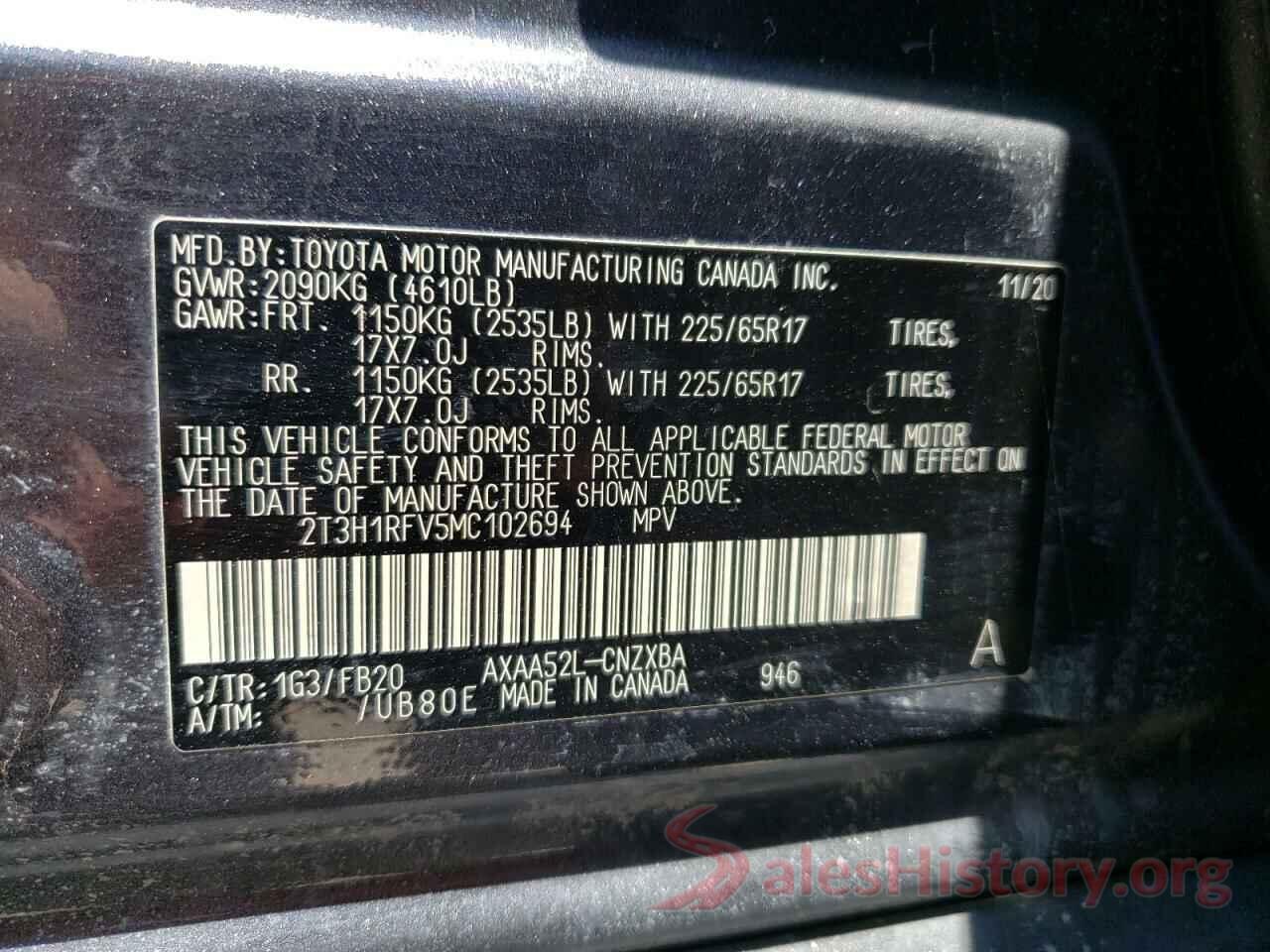 2T3H1RFV5MC102694 2021 TOYOTA RAV4