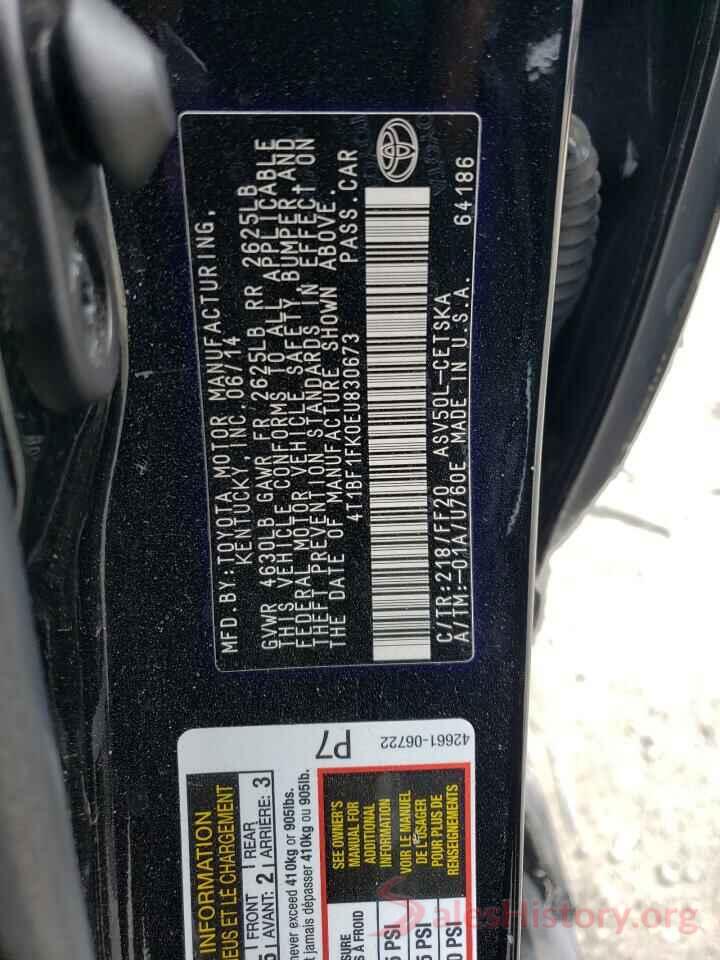 4T1BF1FK0EU830673 2014 TOYOTA CAMRY