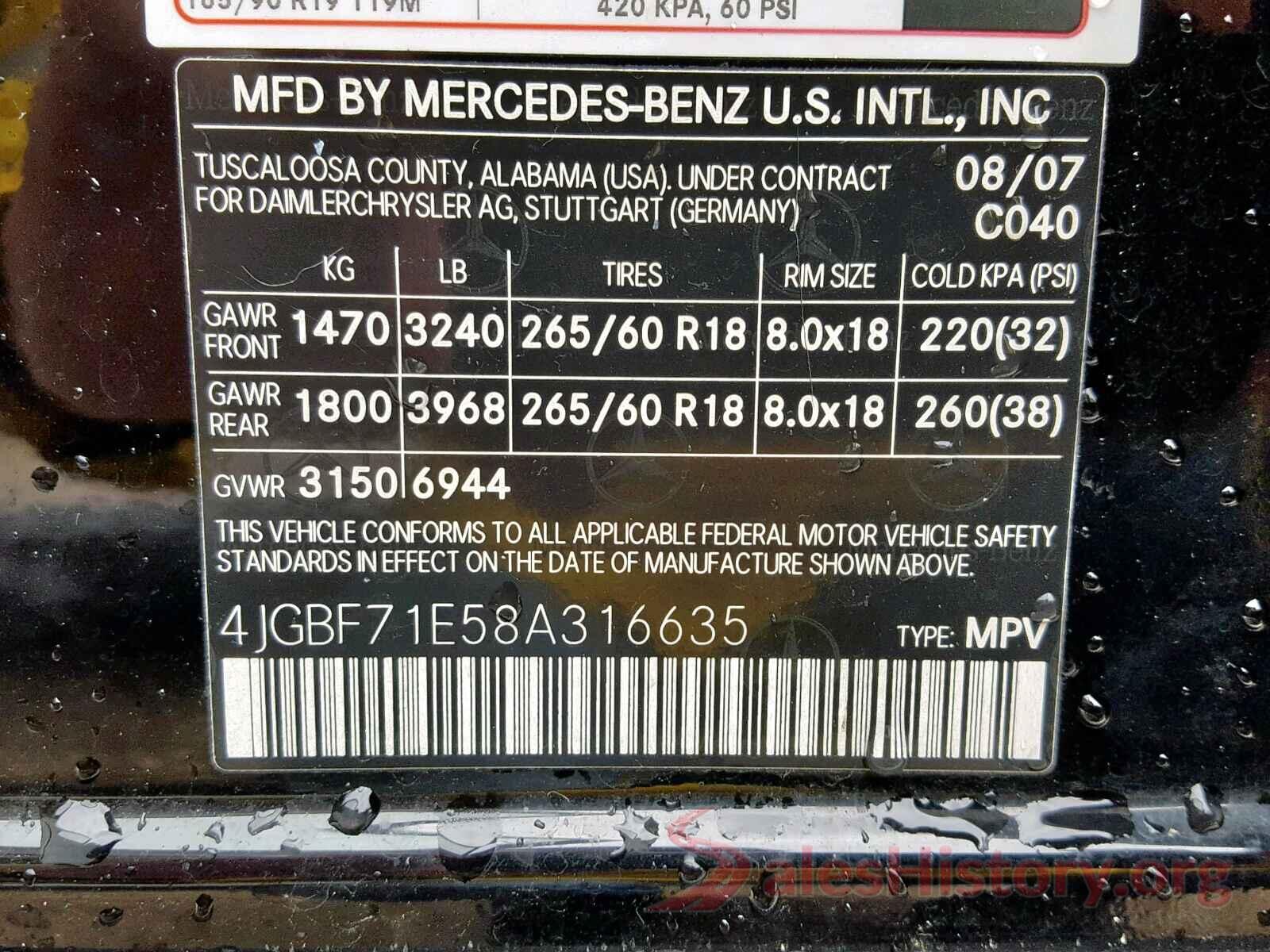 4JGBF71E58A316635 2008 MERCEDES-BENZ GL 450 4MA