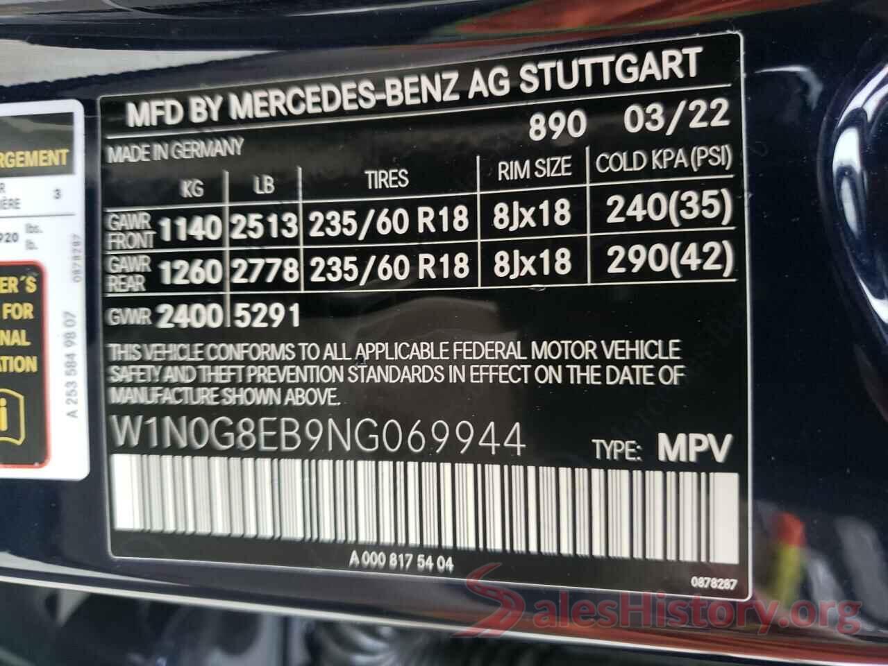 W1N0G8EB9NG069944 2022 MERCEDES-BENZ GLC-CLASS