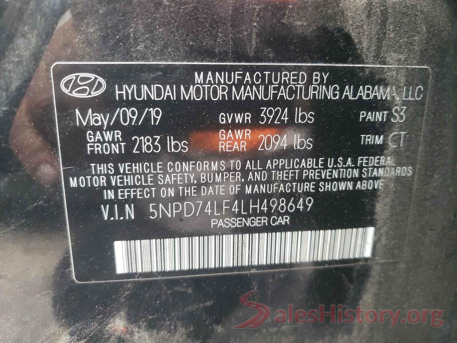 5NPD74LF4LH498649 2020 HYUNDAI ELANTRA