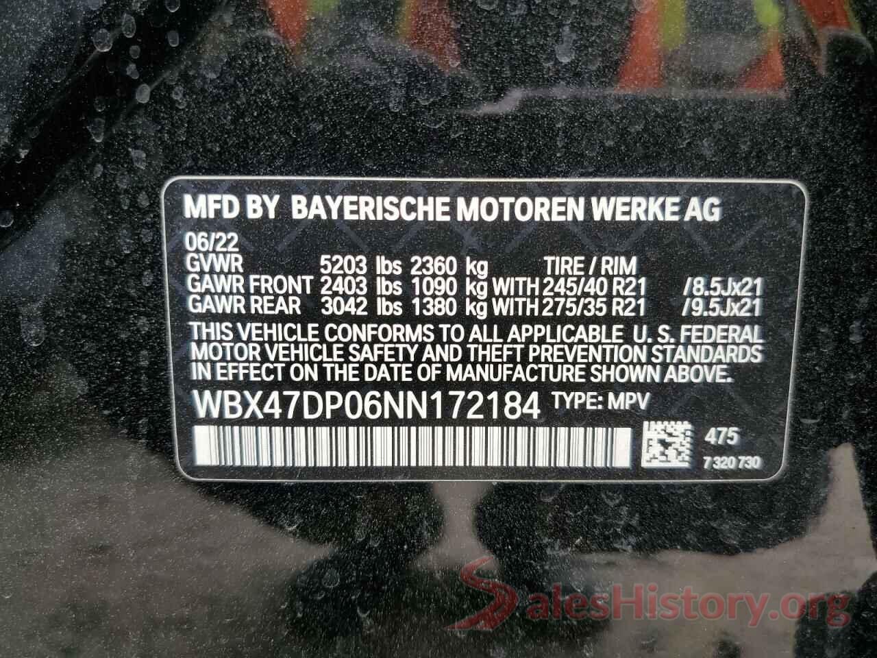 WBX47DP06NN172184 2022 BMW X3