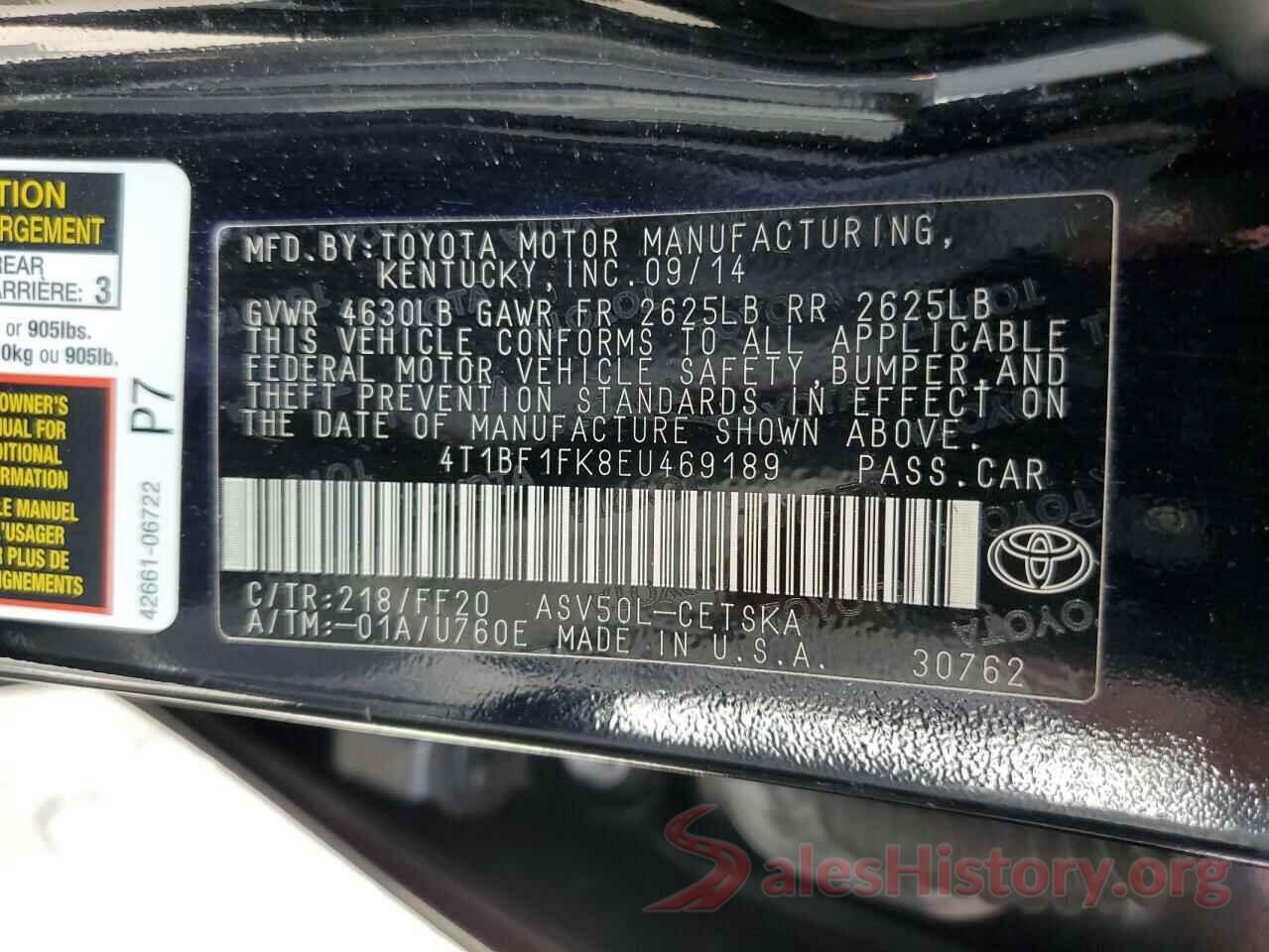 4T1BF1FK8EU469189 2014 TOYOTA CAMRY