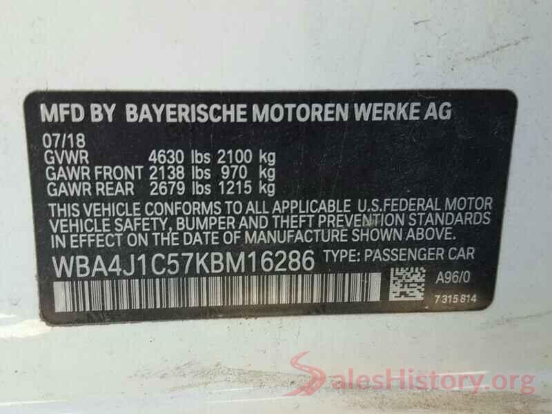 WBA4J1C57KBM16286 2019 BMW 4 SERIES