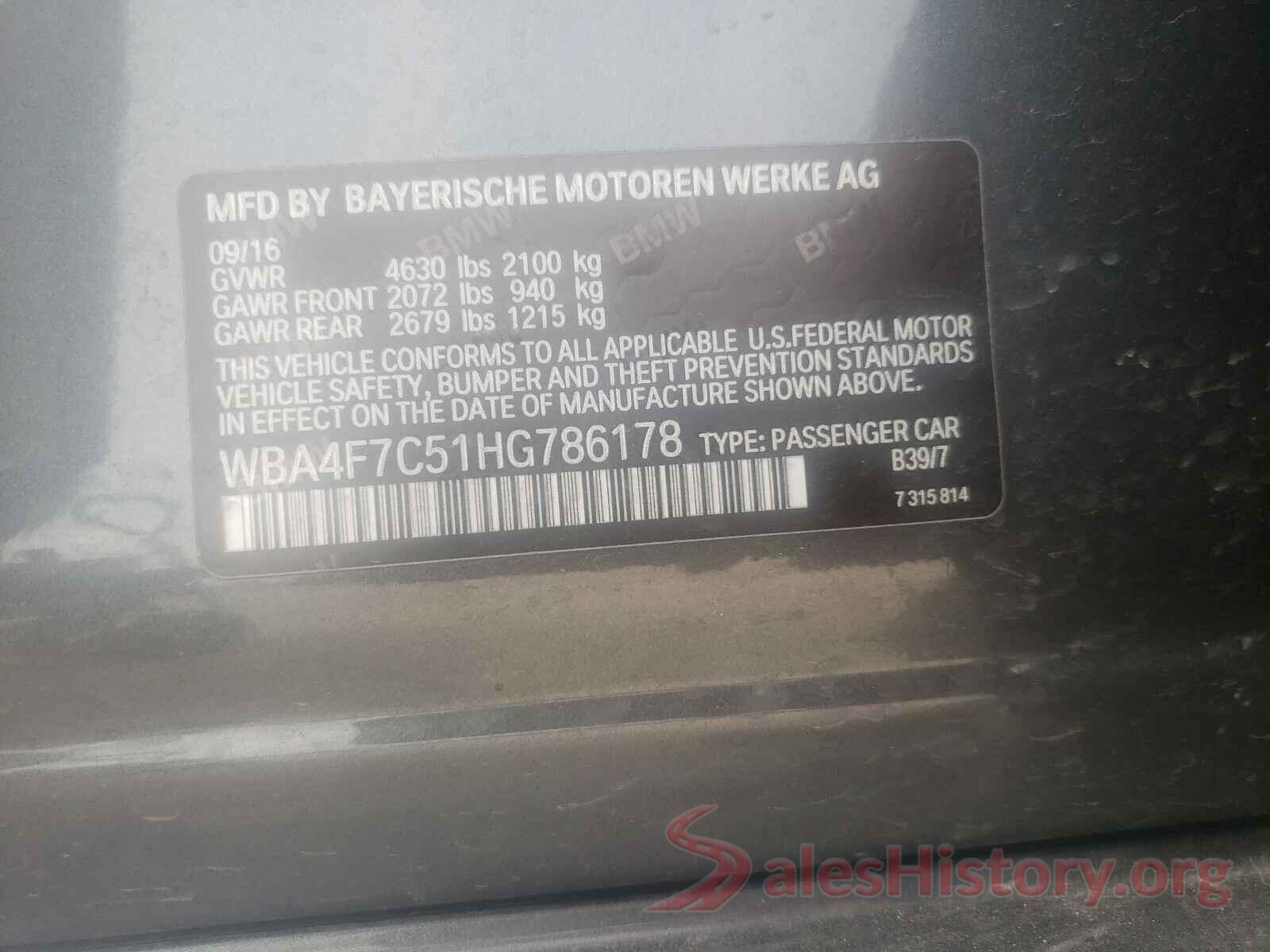 WBA4F7C51HG786178 2017 BMW 4 SERIES