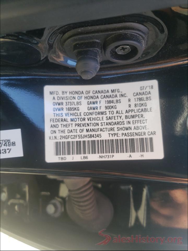 2HGFC2F55JH584345 2018 HONDA CIVIC