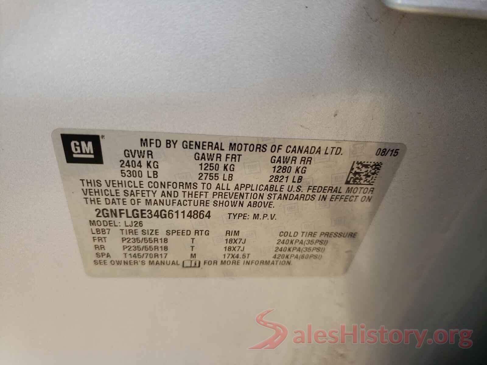 2GNFLGE34G6114864 2016 CHEVROLET EQUINOX