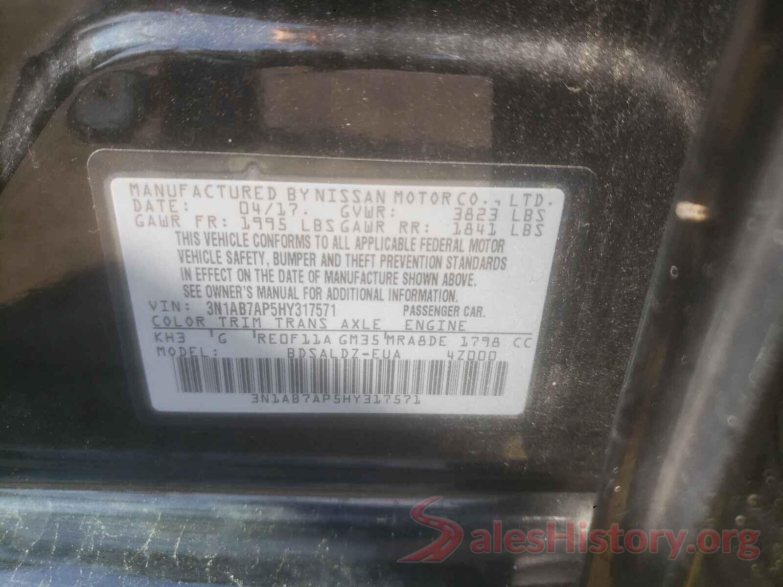 3N1AB7AP5HY317571 2017 NISSAN SENTRA