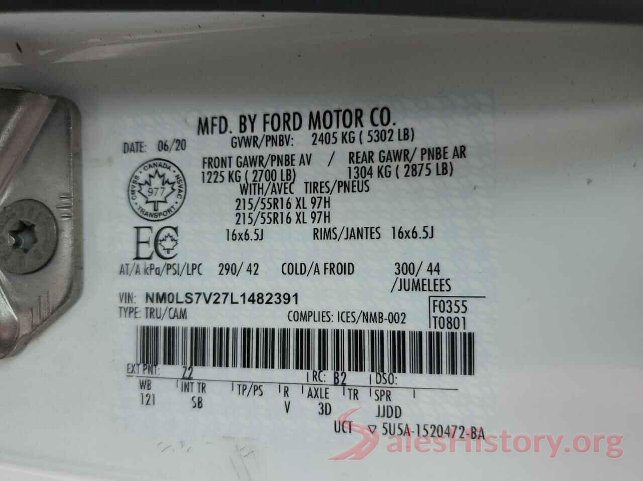 NM0LS7V27L1482391 2020 FORD TRANSIT CO