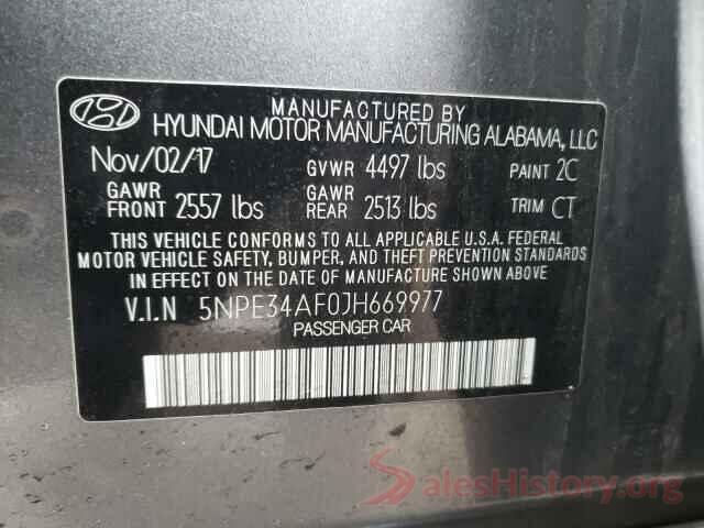 5NPE34AF0JH669977 2018 HYUNDAI SONATA