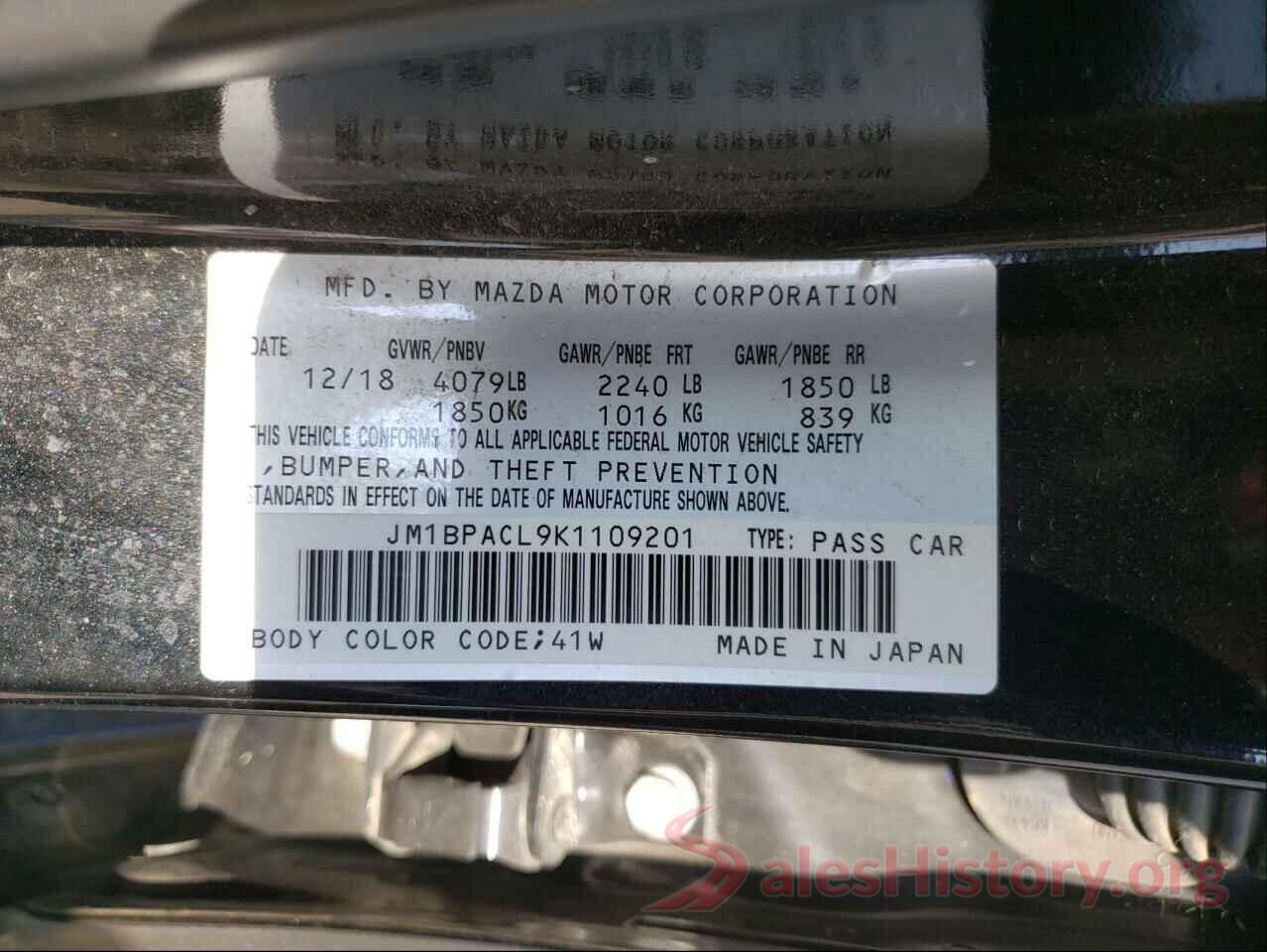 JM1BPACL9K1109201 2019 MAZDA 3