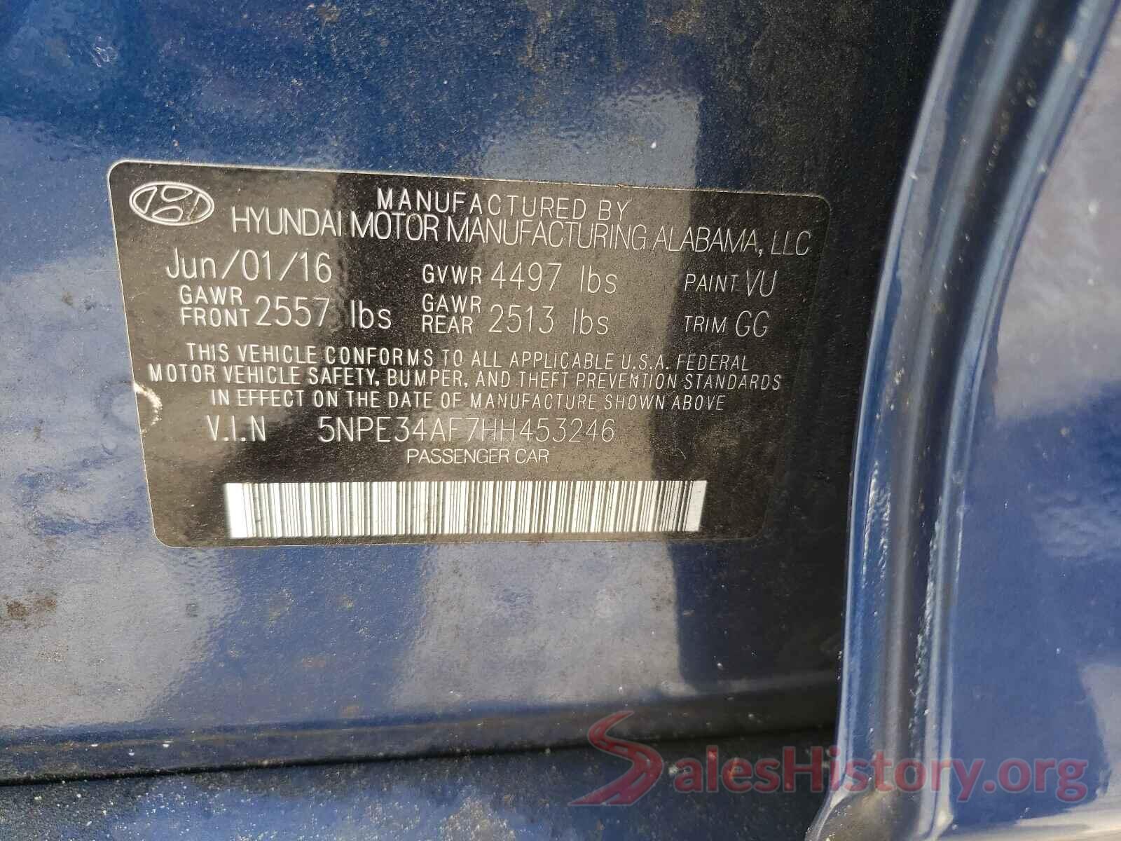 5NPE34AF7HH453246 2017 HYUNDAI SONATA