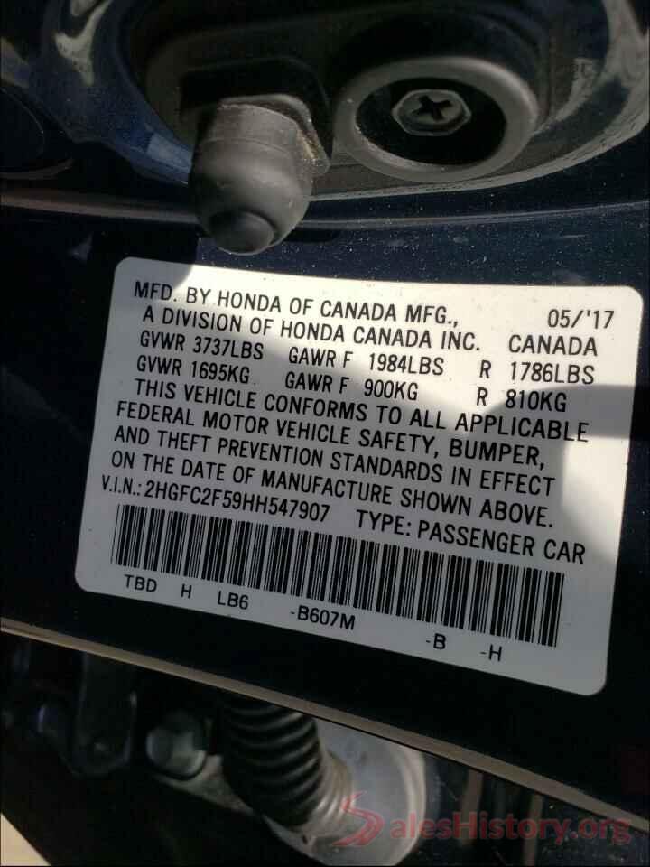 2HGFC2F59HH547907 2017 HONDA CIVIC