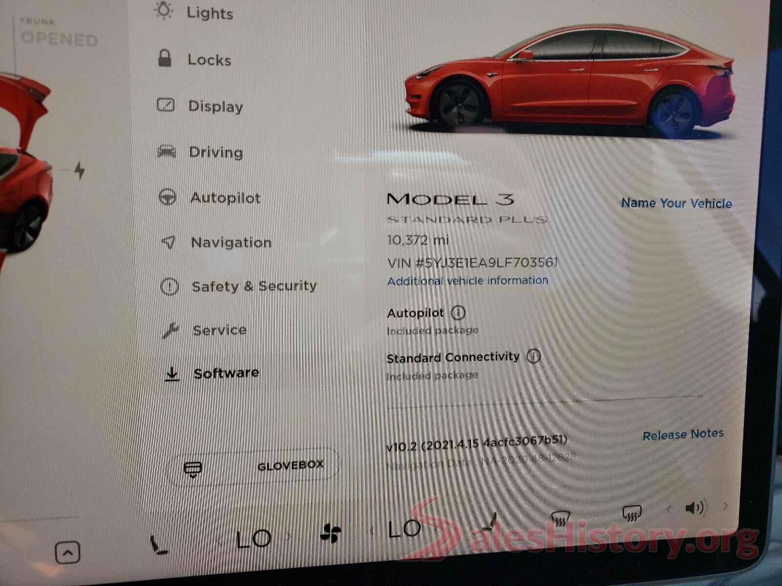 5YJ3E1EA9LF703561 2020 TESLA MODEL 3