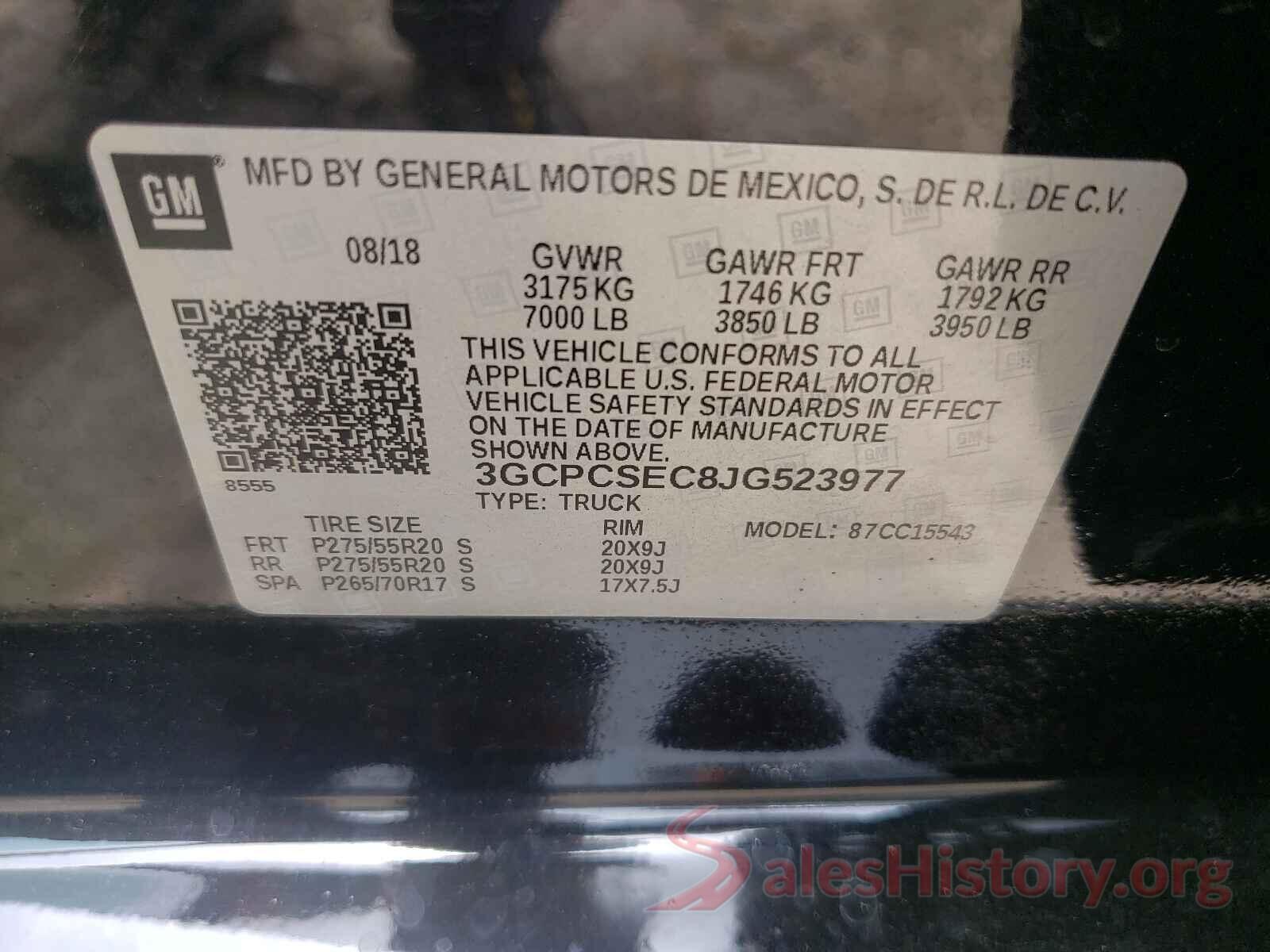 3GCPCSEC8JG523977 2018 CHEVROLET SILVERADO