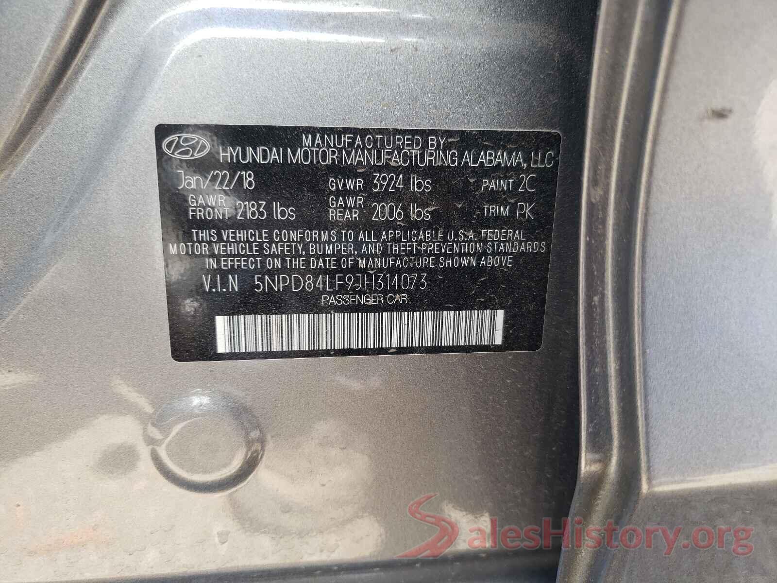 5NPD84LF9JH314073 2018 HYUNDAI ELANTRA