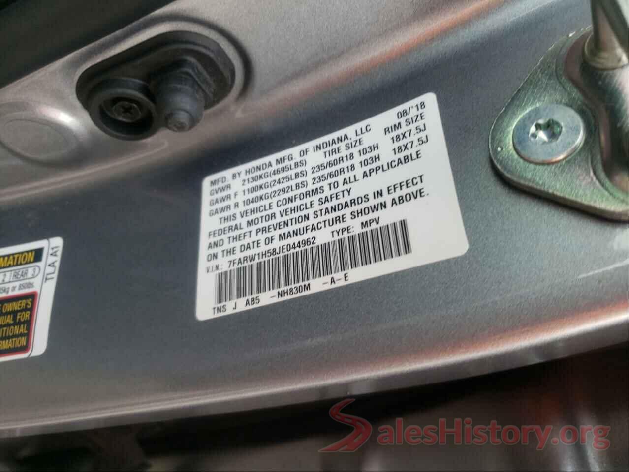 7FARW1H58JE044962 2018 HONDA CRV