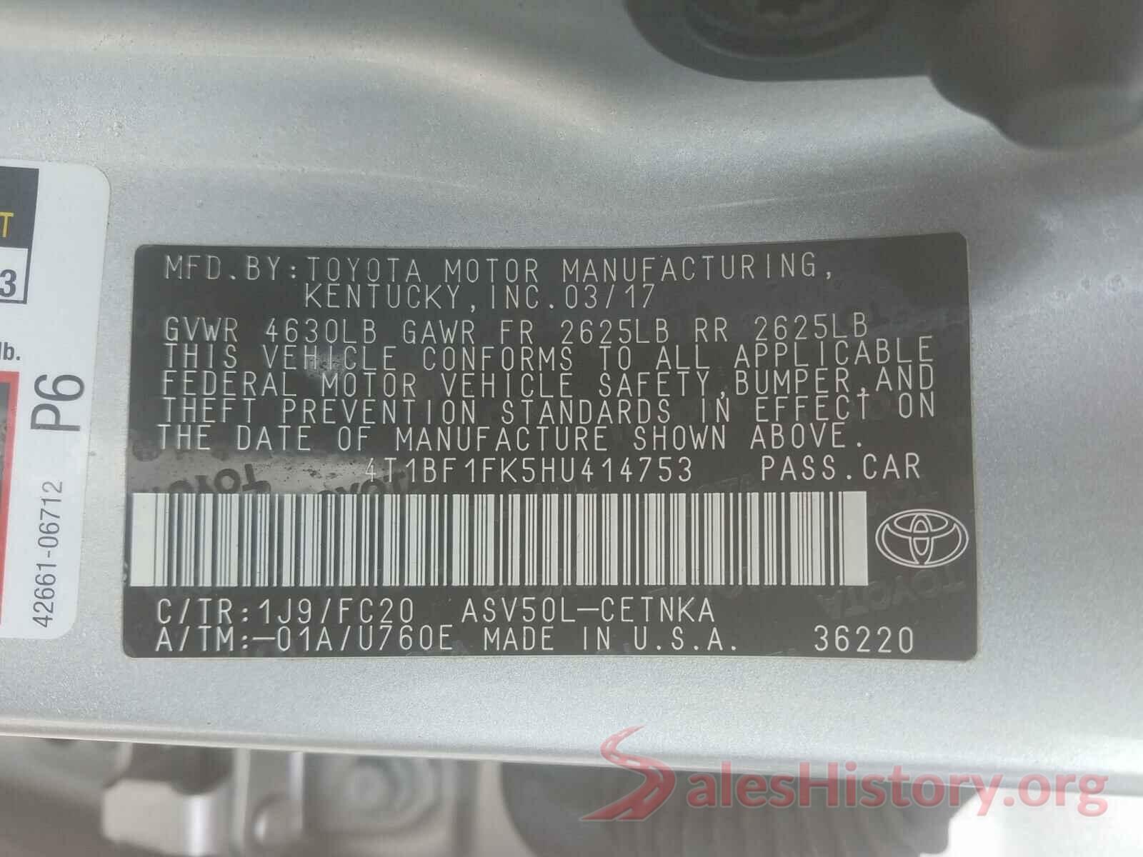 4T1BF1FK5HU414753 2017 TOYOTA CAMRY