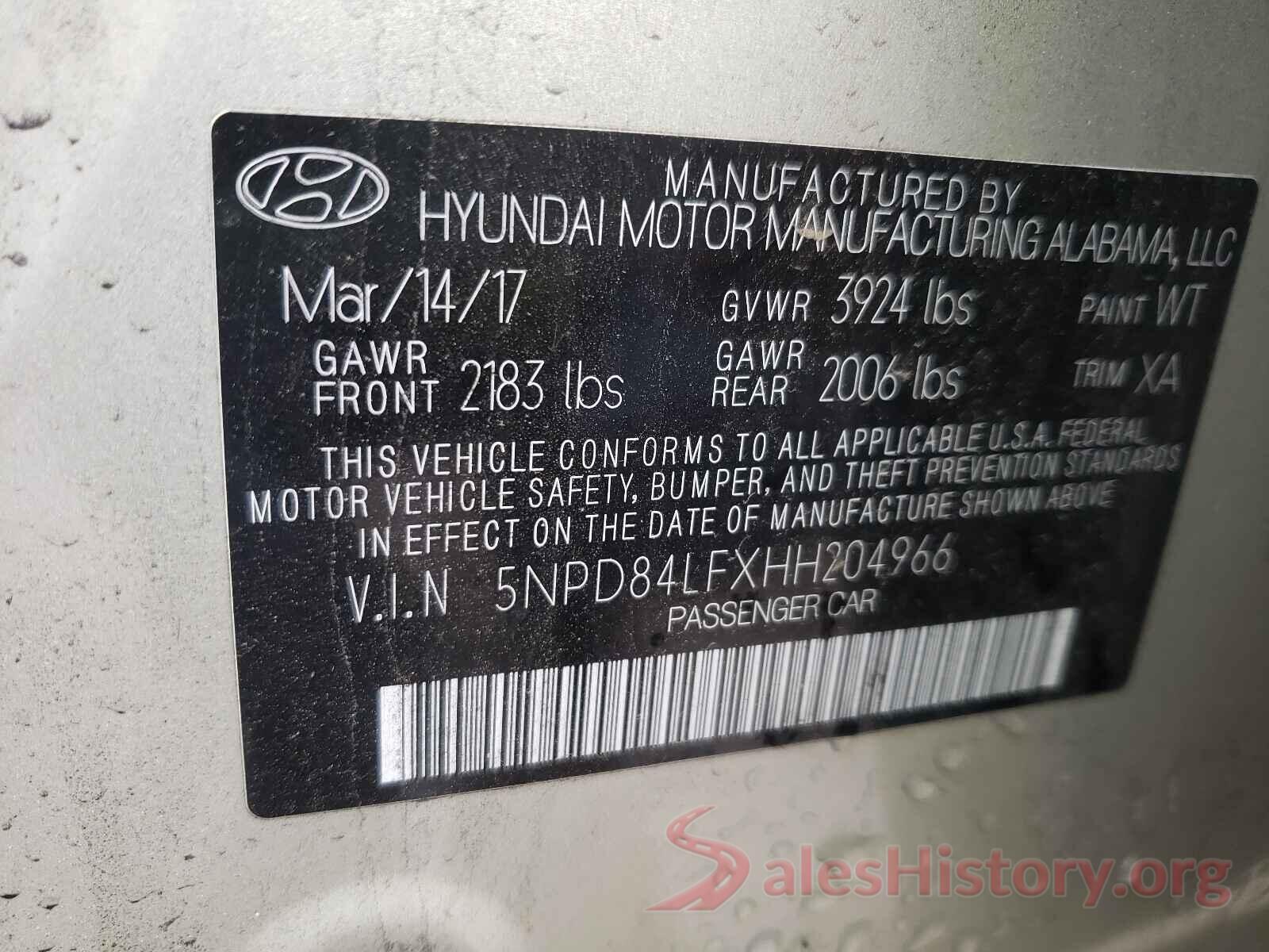 5NPD84LFXHH204966 2017 HYUNDAI ELANTRA