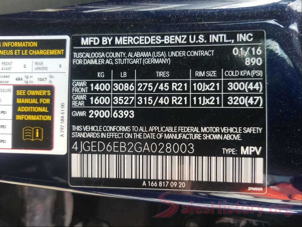 4JGED6EB2GA028003 2016 MERCEDES-BENZ G CLASS