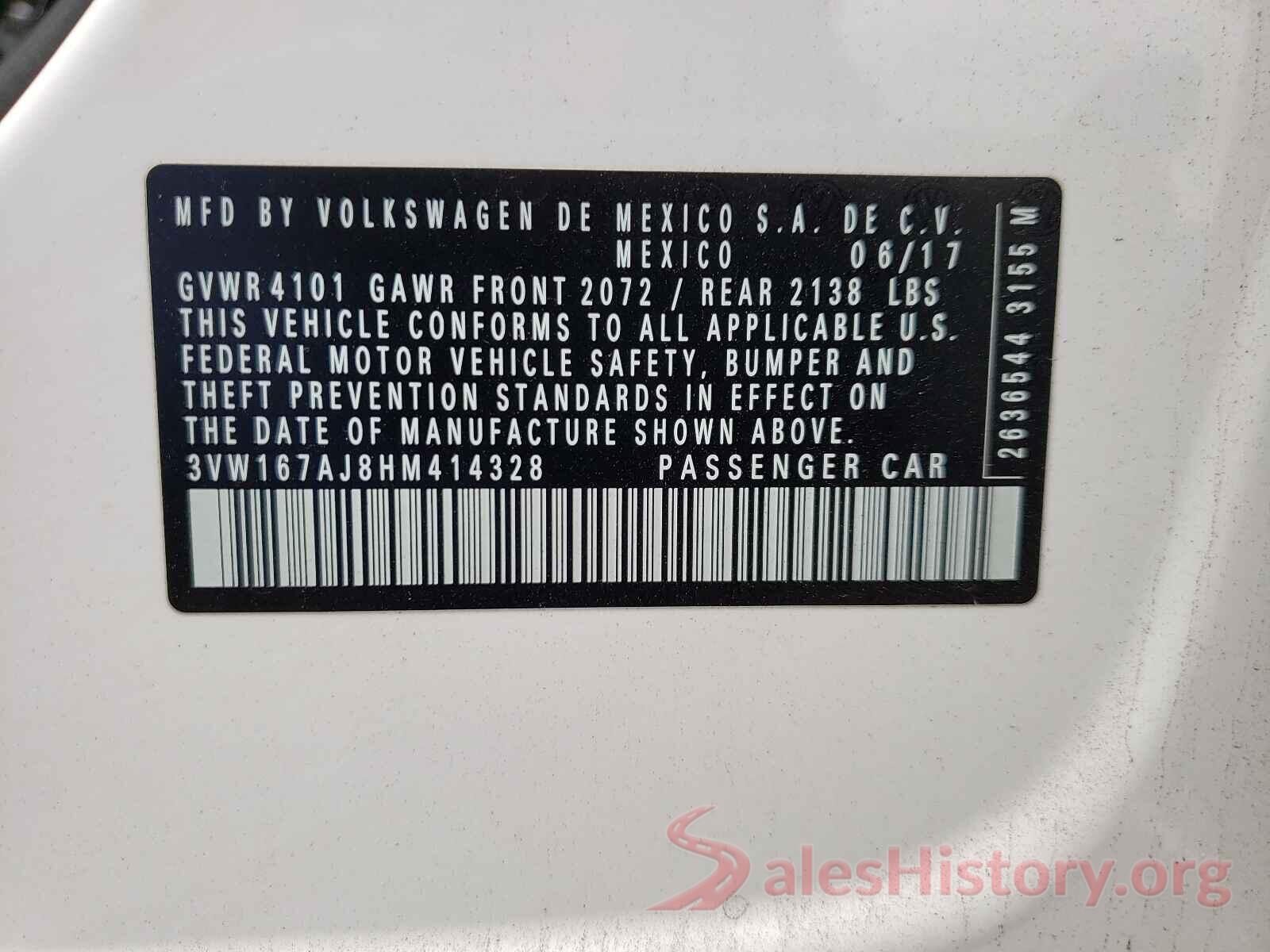 3VW167AJ8HM414328 2017 VOLKSWAGEN JETTA