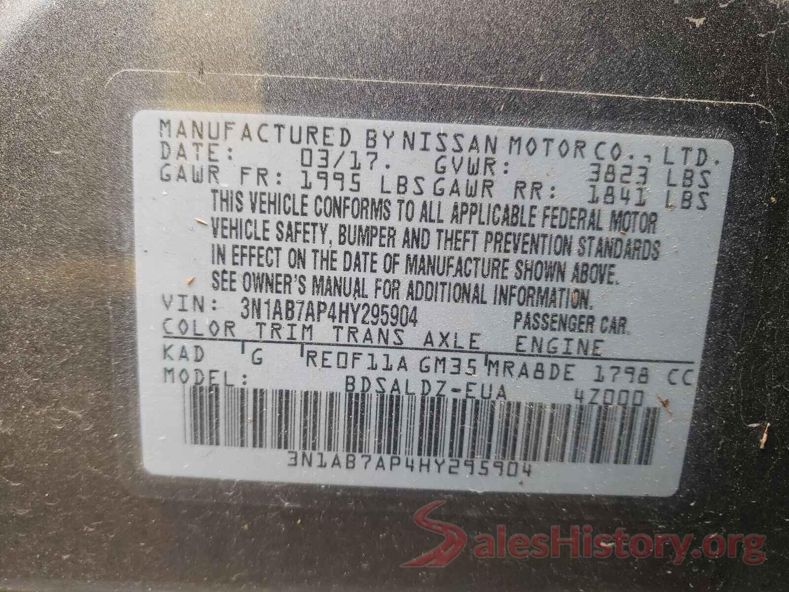 3N1AB7AP4HY295904 2017 NISSAN SENTRA