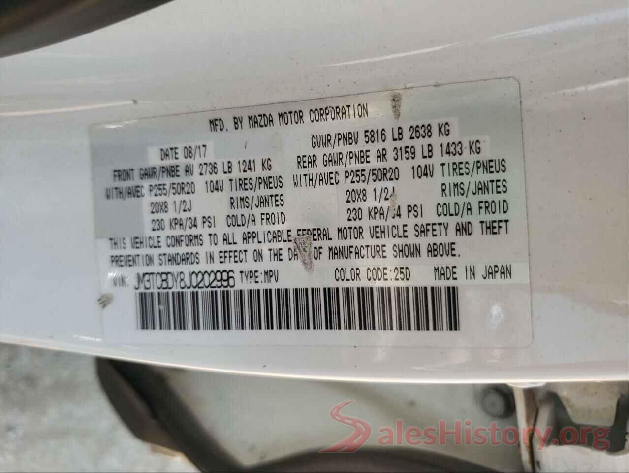 JM3TCBDY8J0202996 2018 MAZDA CX-9