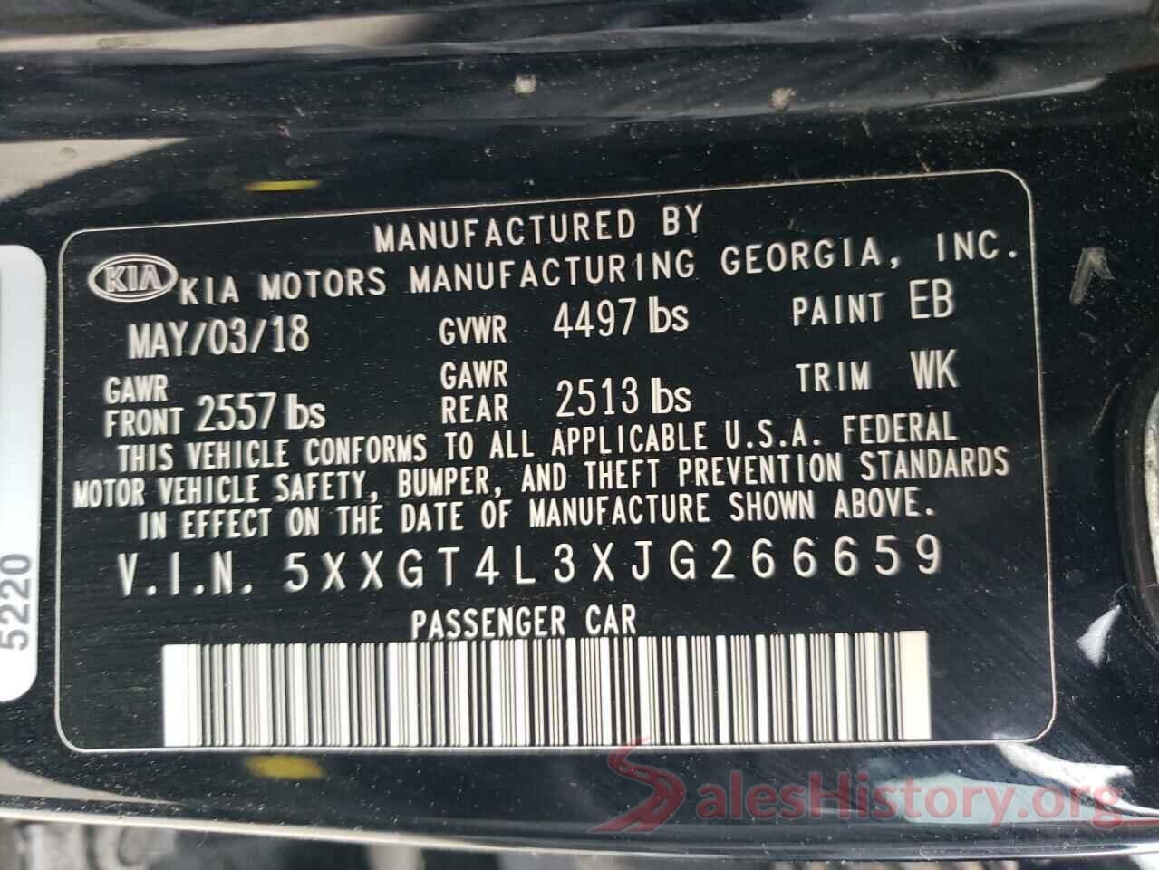 5XXGT4L3XJG266659 2018 KIA OPTIMA