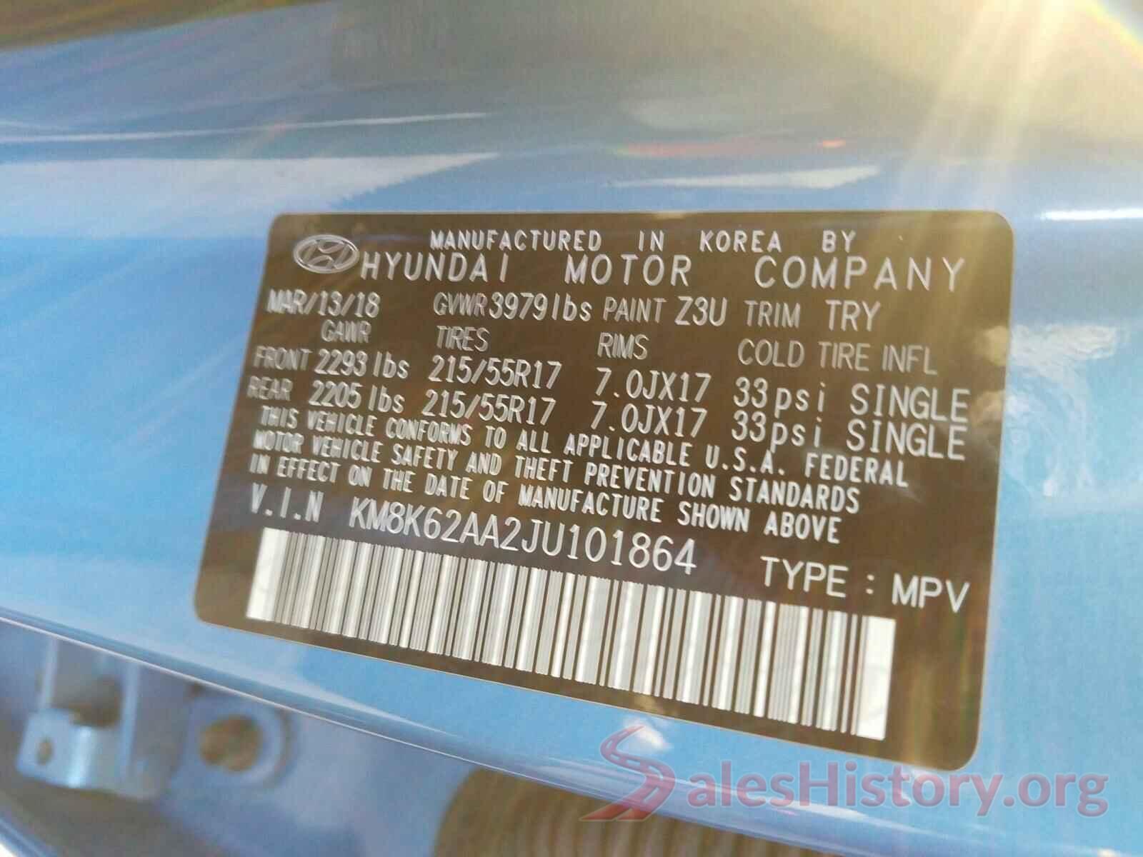 KM8K62AA2JU101864 2018 HYUNDAI KONA