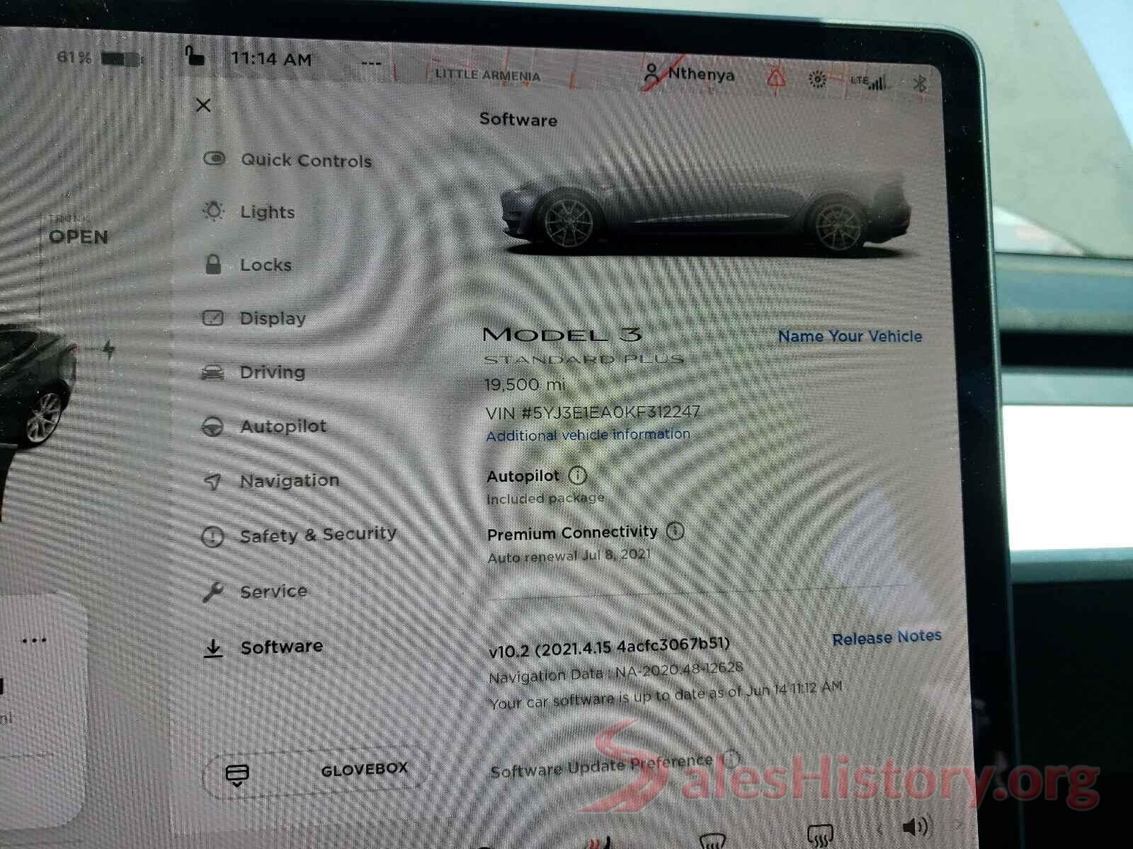 5YJ3E1EA0KF312247 2019 TESLA MODEL 3