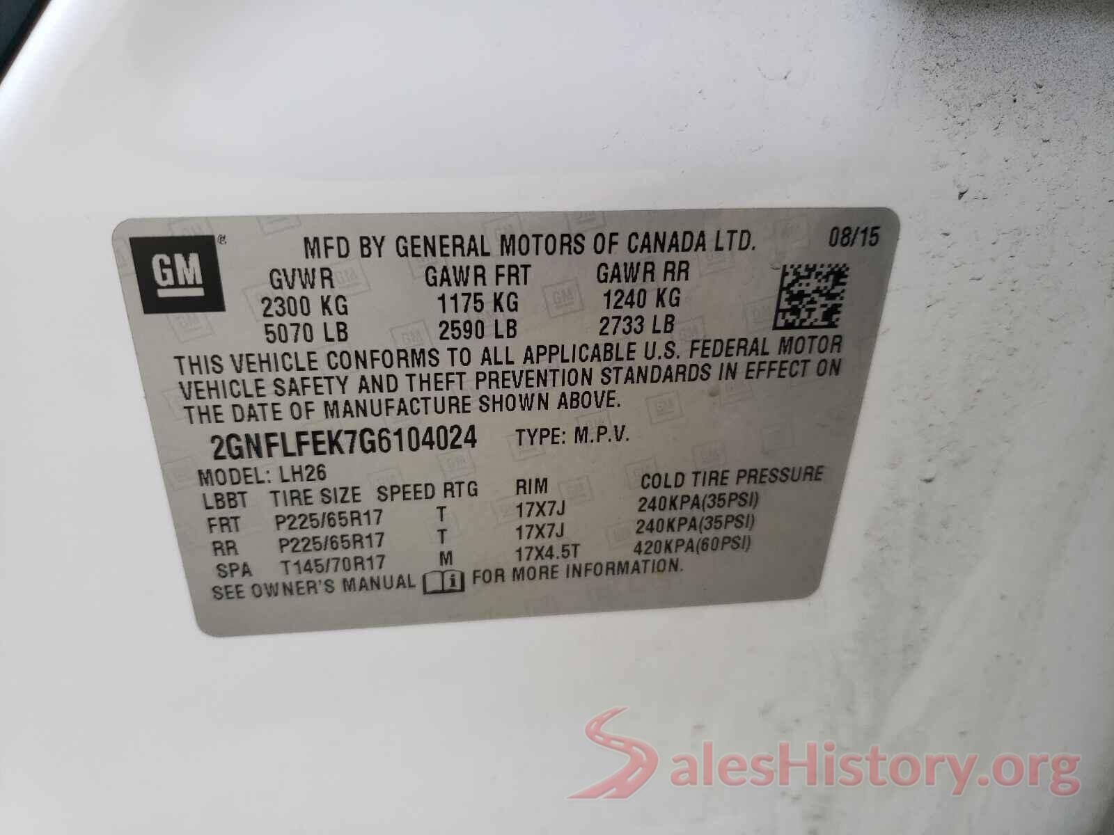 2GNFLFEK7G6104024 2016 CHEVROLET EQUINOX