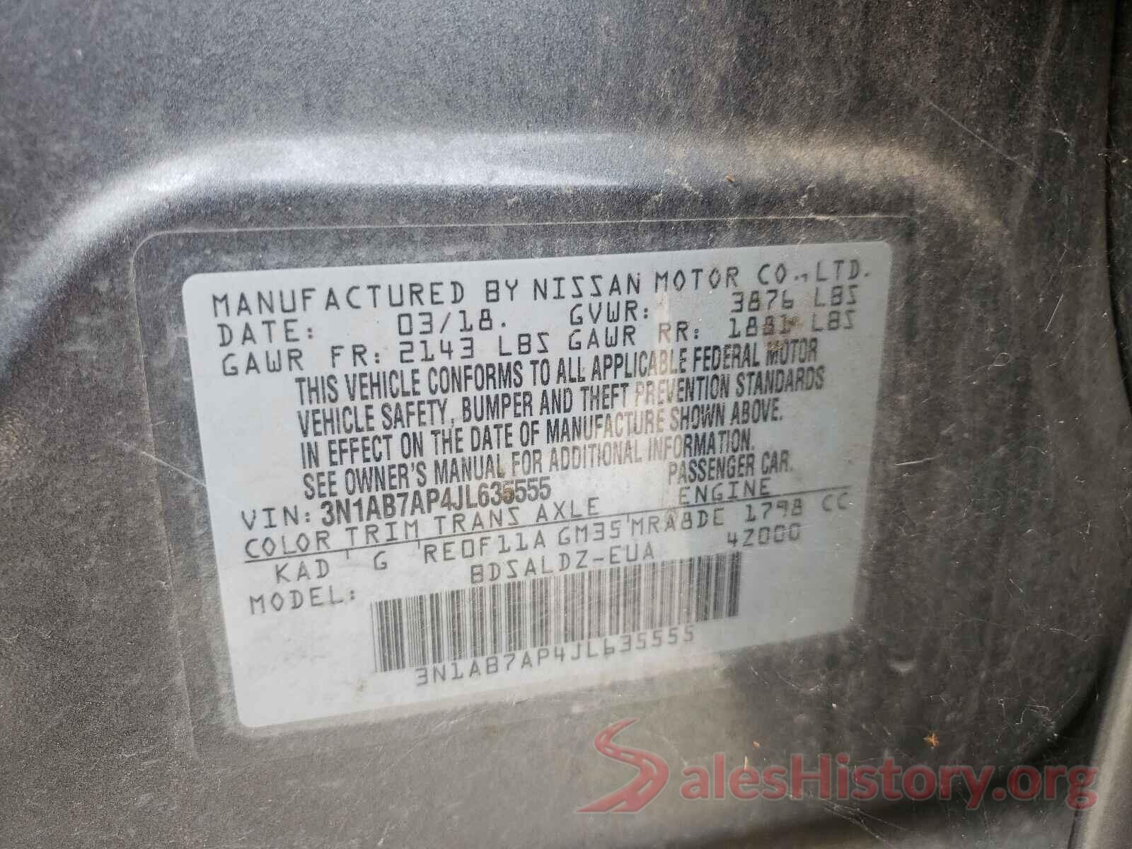 3N1AB7AP4JL635555 2018 NISSAN SENTRA