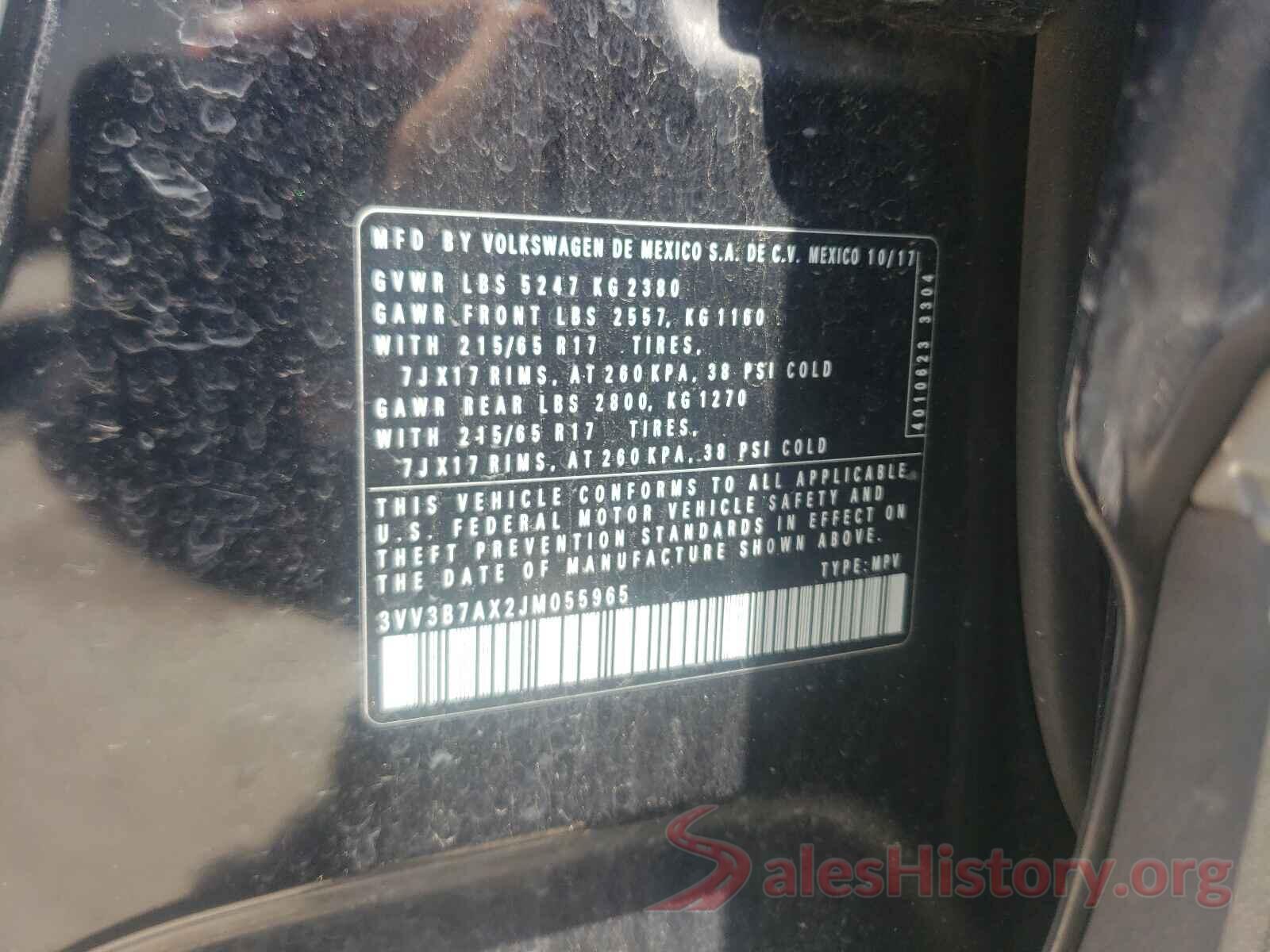 3VV3B7AX2JM055965 2018 VOLKSWAGEN TIGUAN