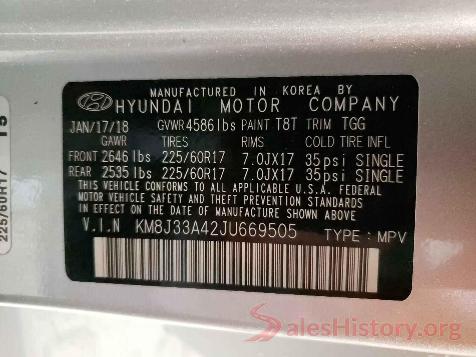 KM8J33A42JU669505 2018 HYUNDAI TUCSON