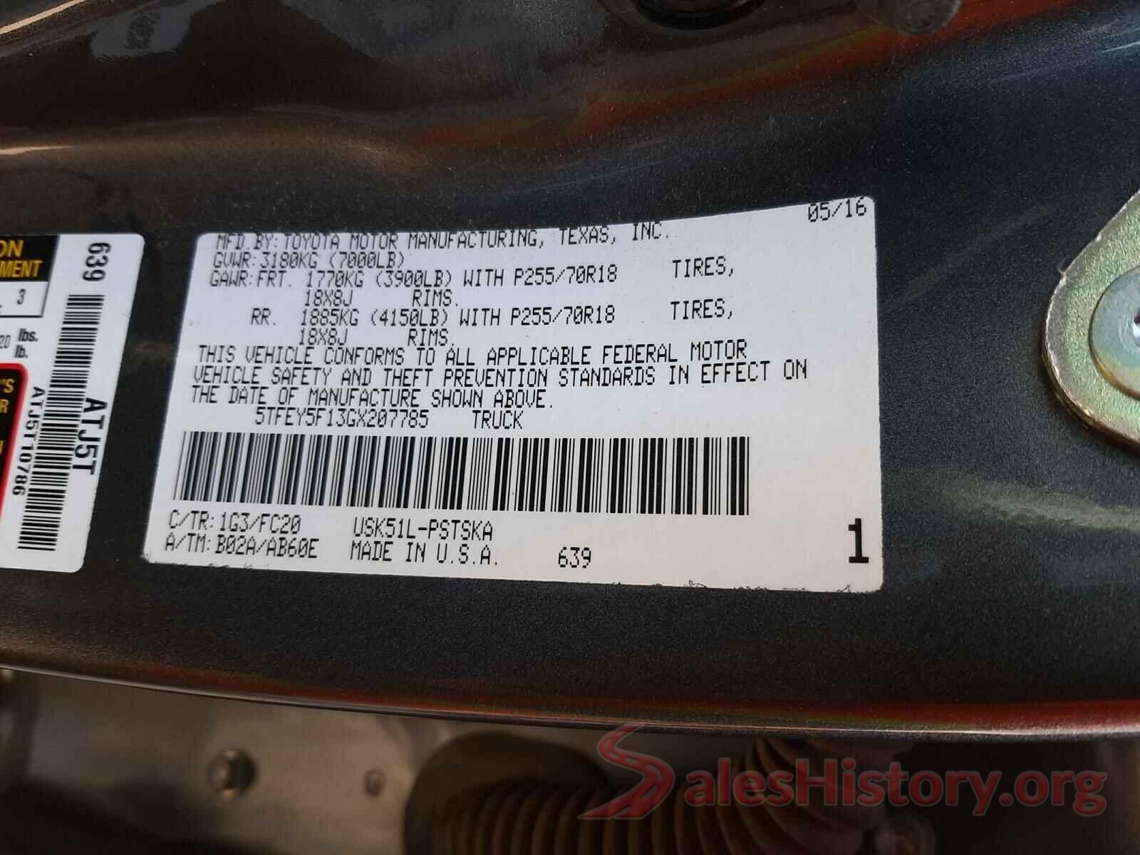 5TFEY5F13GX207785 2016 TOYOTA TUNDRA