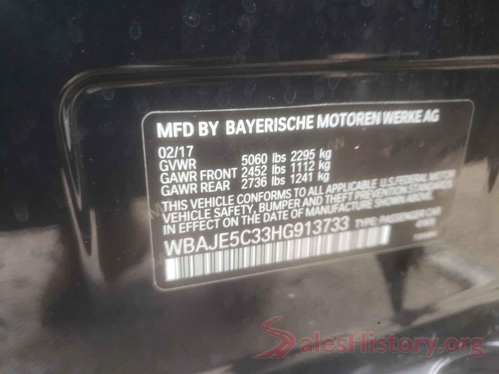 WBAJE5C33HG913733 2017 BMW 5 SERIES