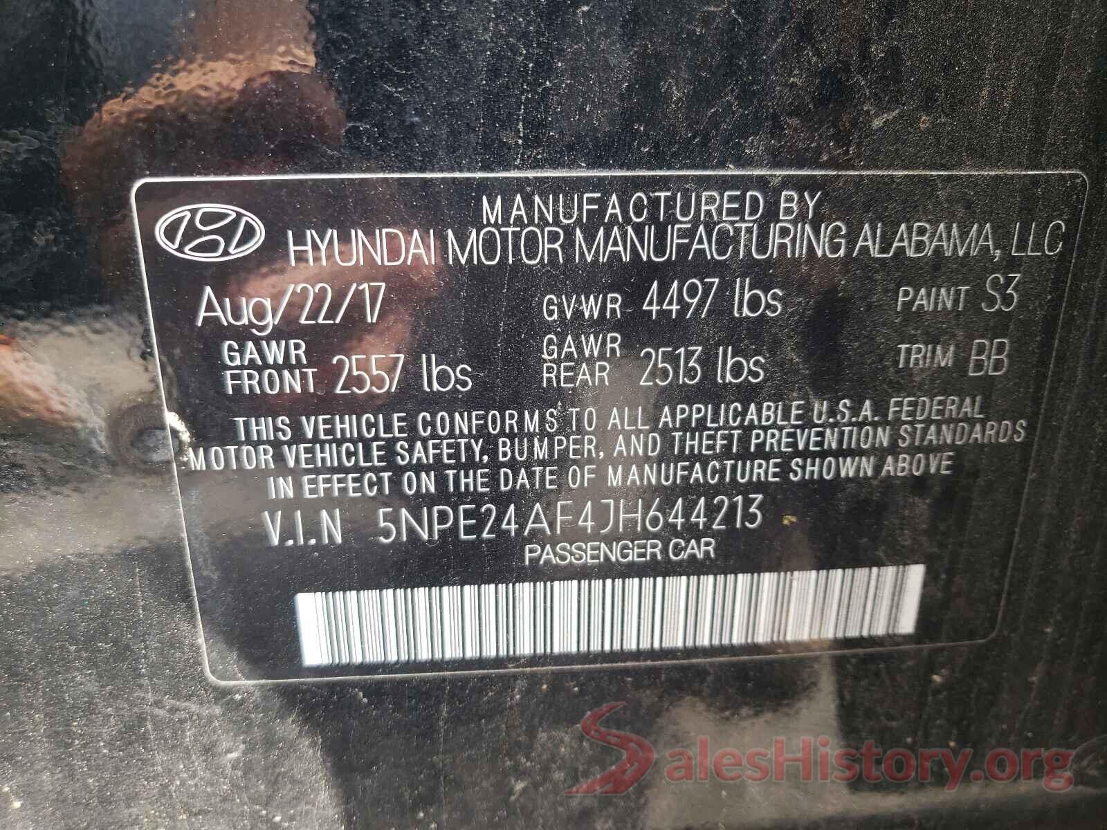 5NPE24AF4JH644213 2018 HYUNDAI SONATA